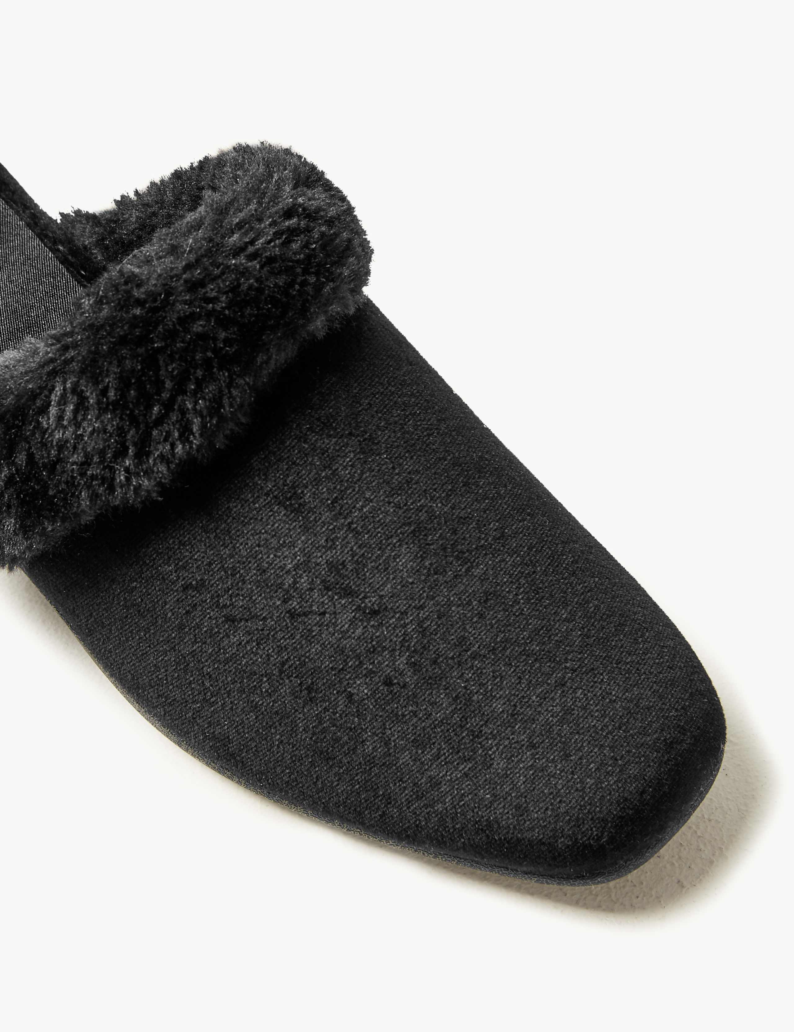 Faux Fur Trim Mule Slippers 4 of 5