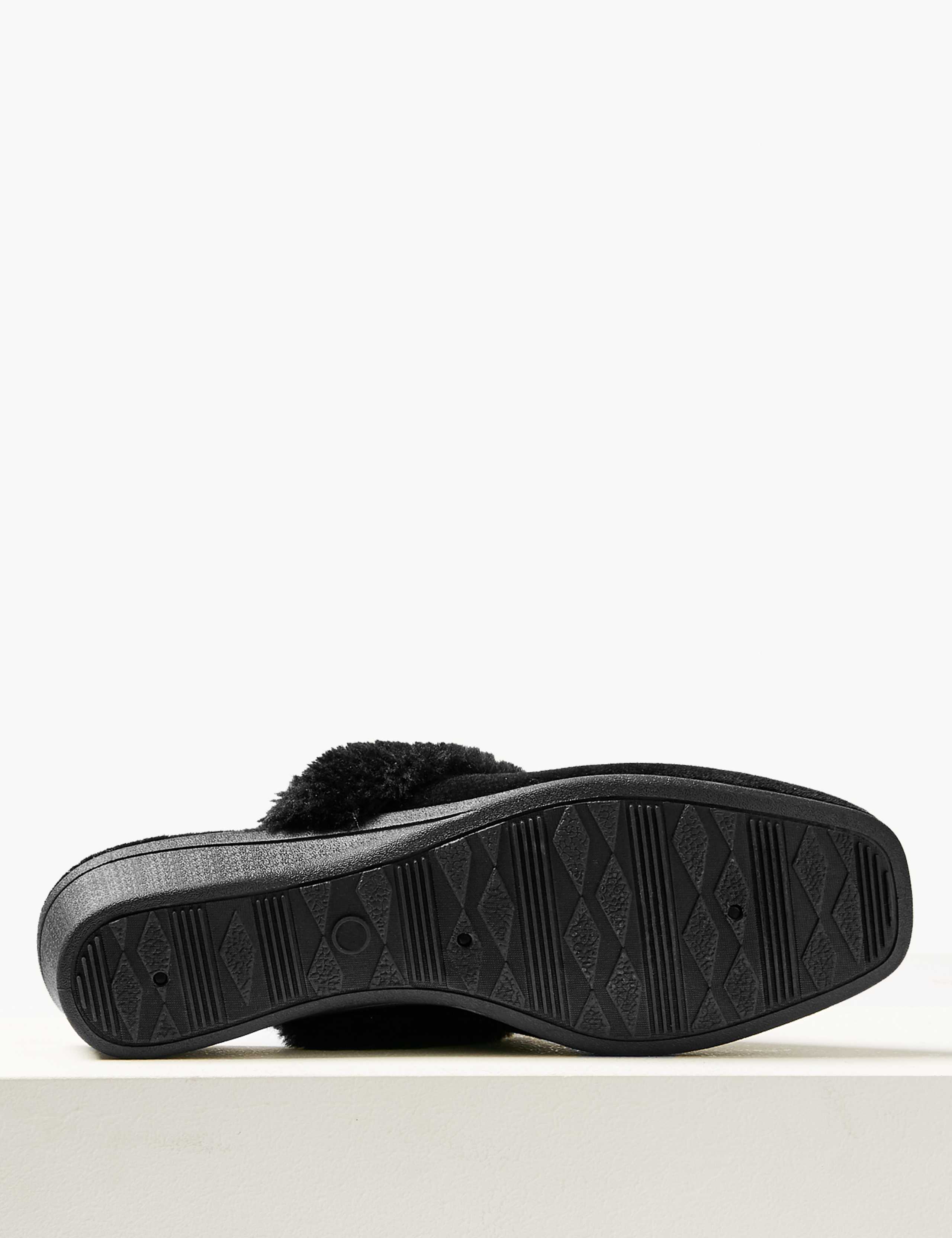 Faux Fur Trim Mule Slippers 5 of 5