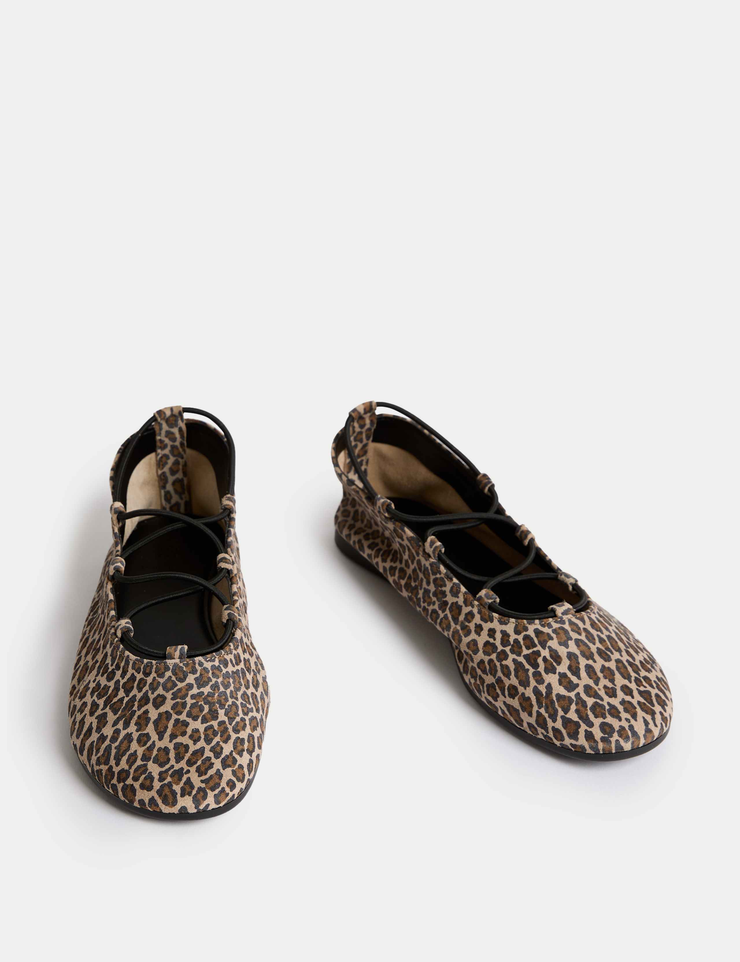 Leather Leopard Print Strappy Flat Pumps 2 of 3