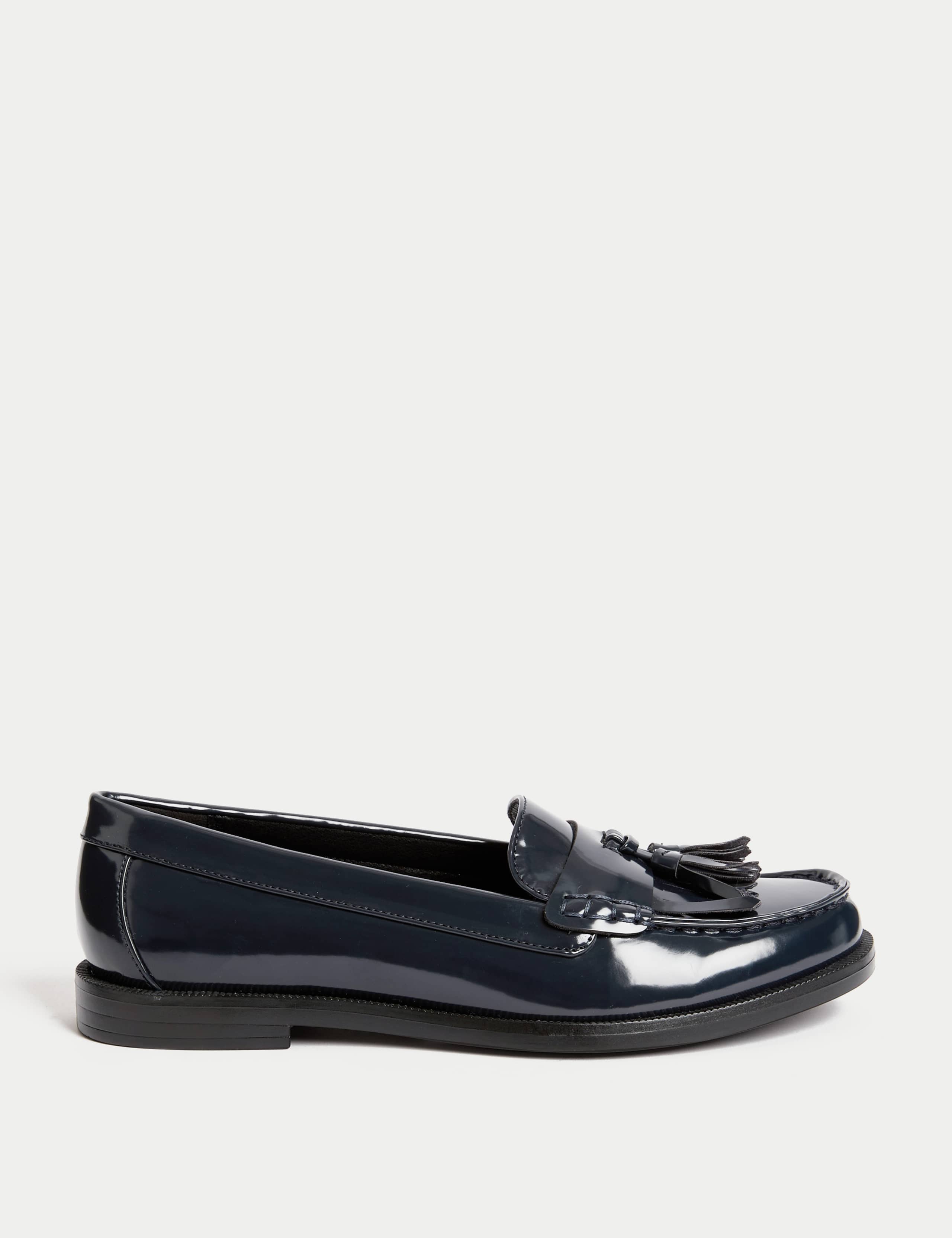 Patent Tassel Slip On Flat Loafers 1 of 3