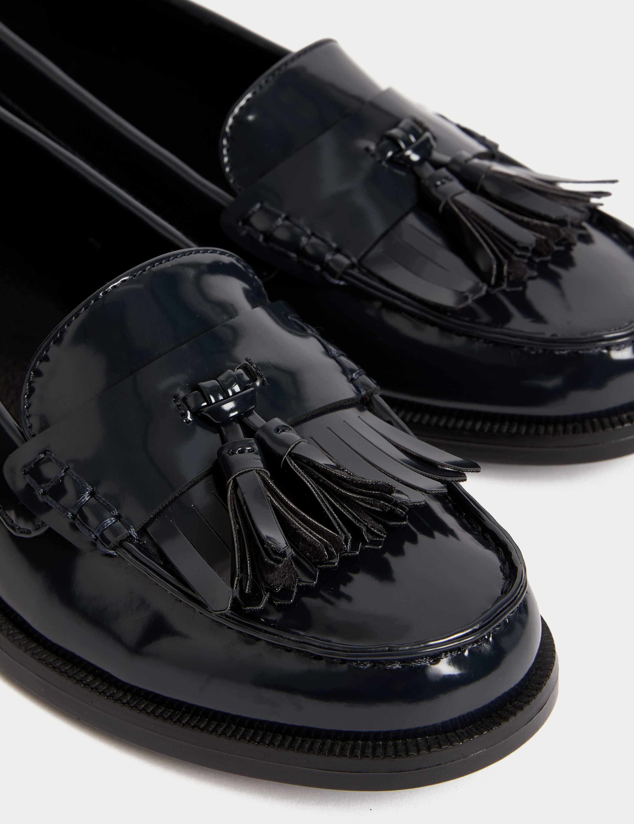 Wide Fit Patent Tassel Slip On Flat Loafers 3 of 3