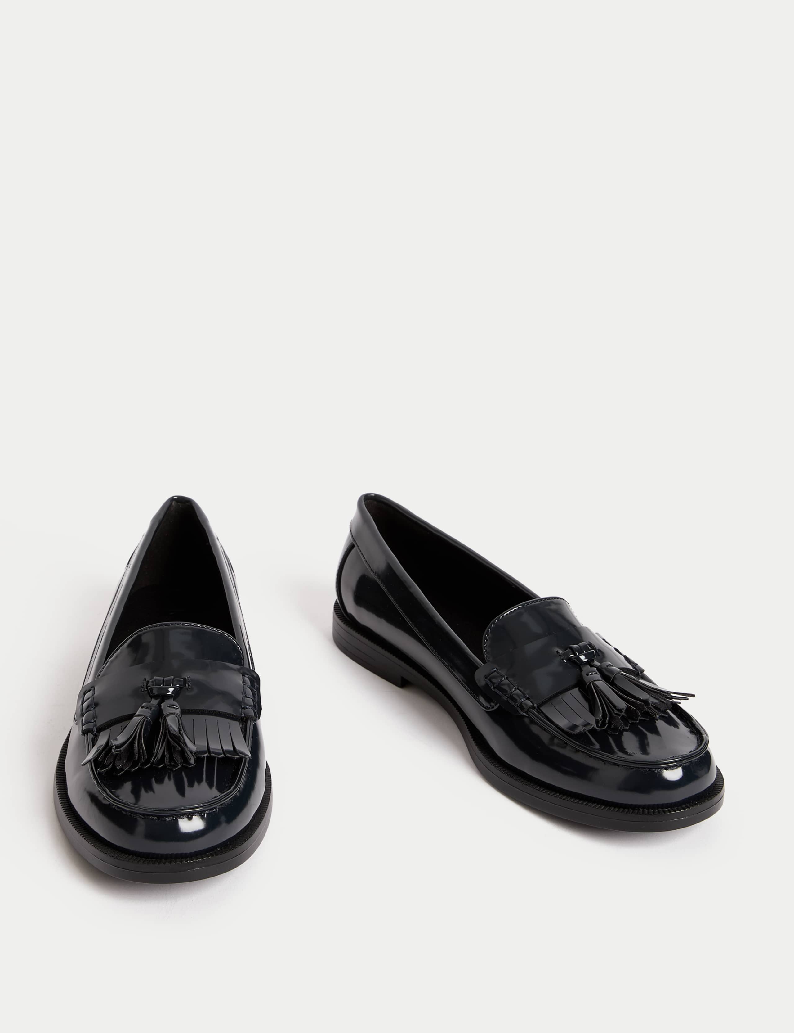 Wide Fit Patent Tassel Slip On Flat Loafers 2 of 3