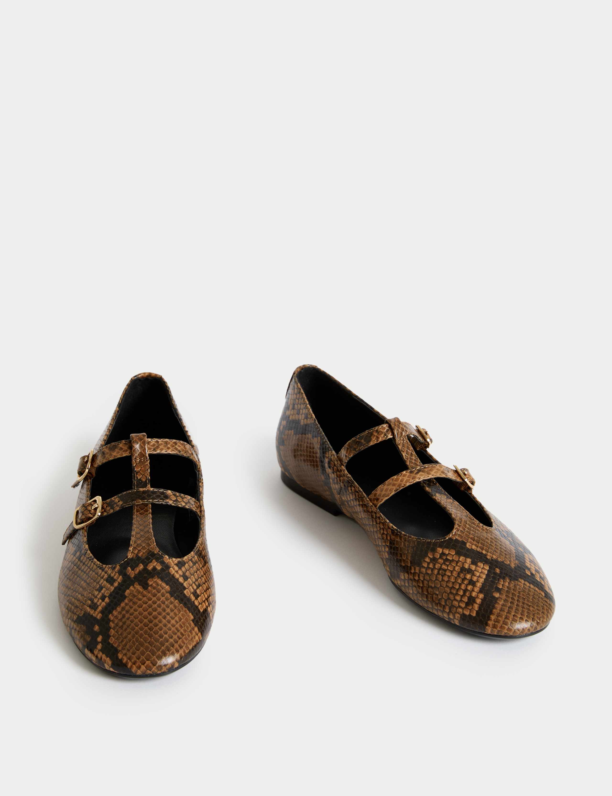 Snake Print Strappy Mary Jane Ballet Pumps 2 of 3