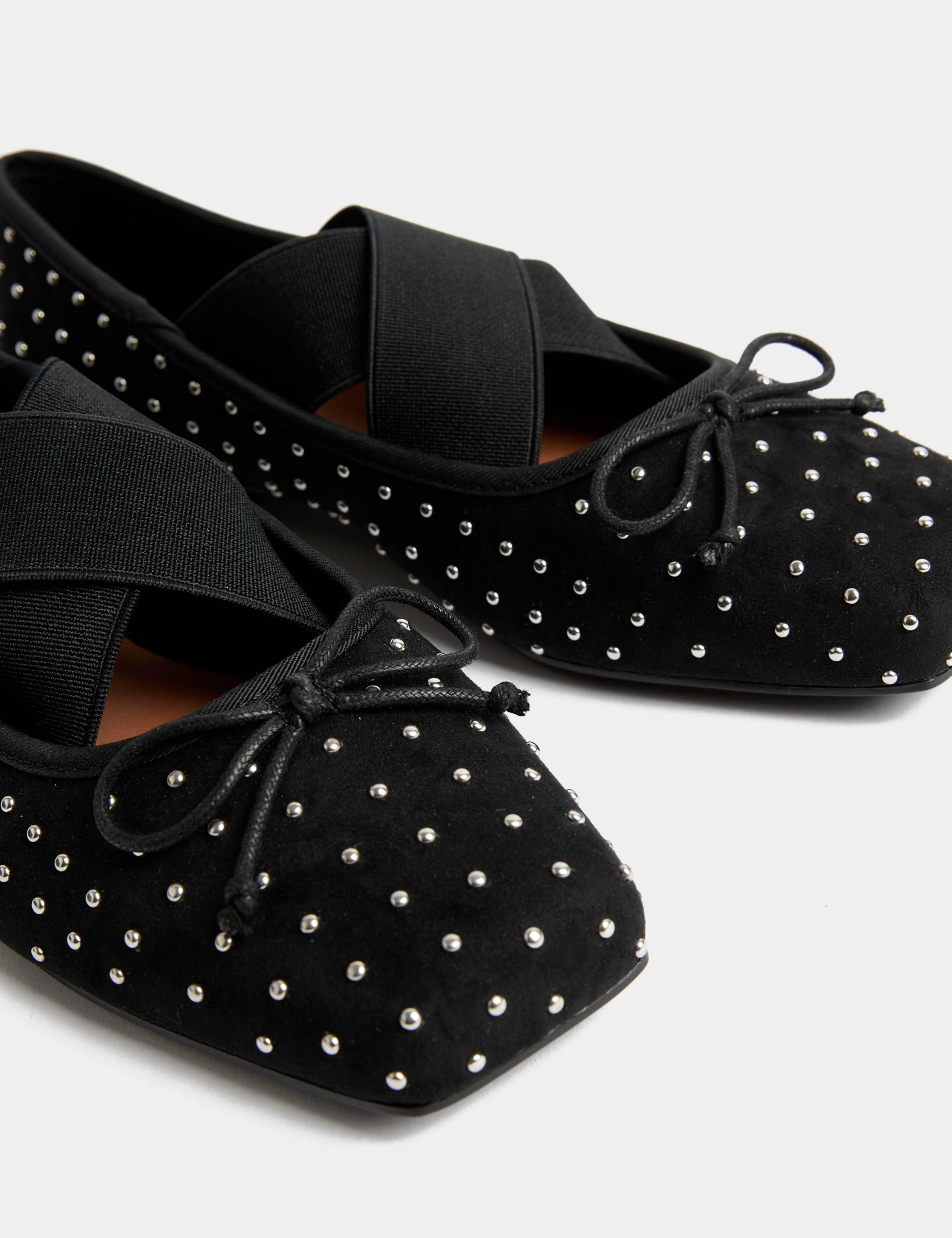 Satin Studded Flat Ballet Pumps 3 of 3