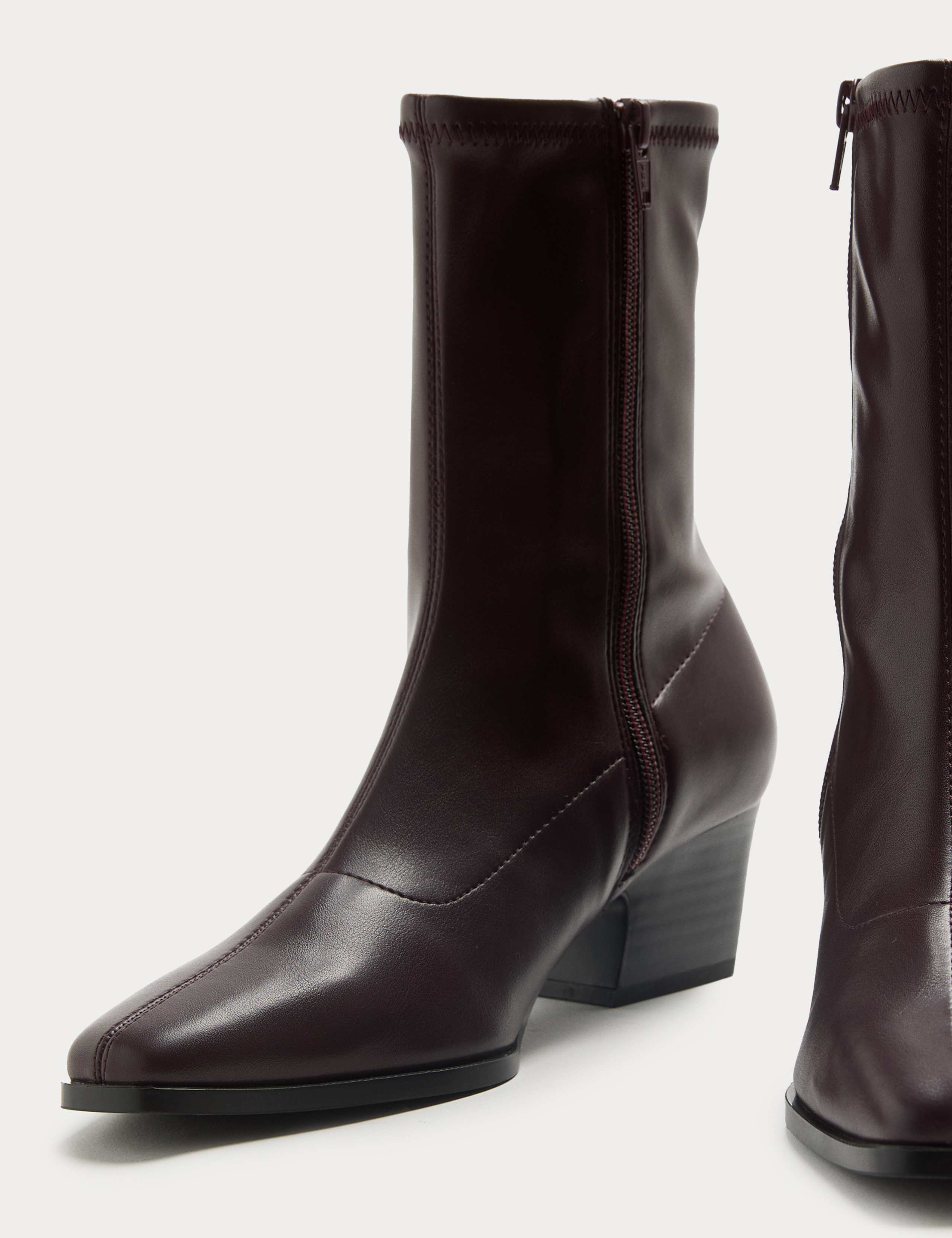 Block Heel Chisel Toe Sock Boots 2 of 3