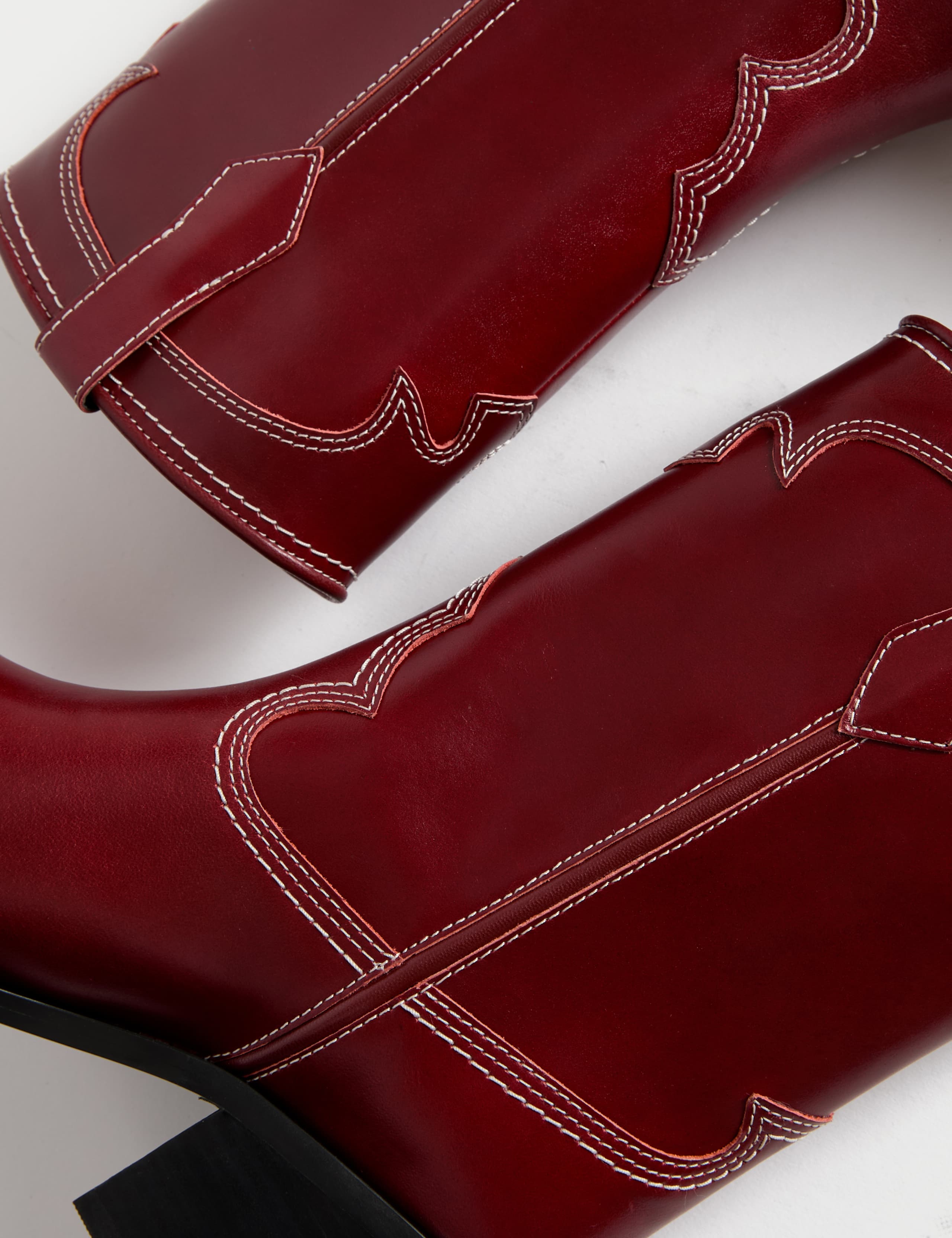 Leather Cowboy Block Heel Ankle Boots 3 of 3