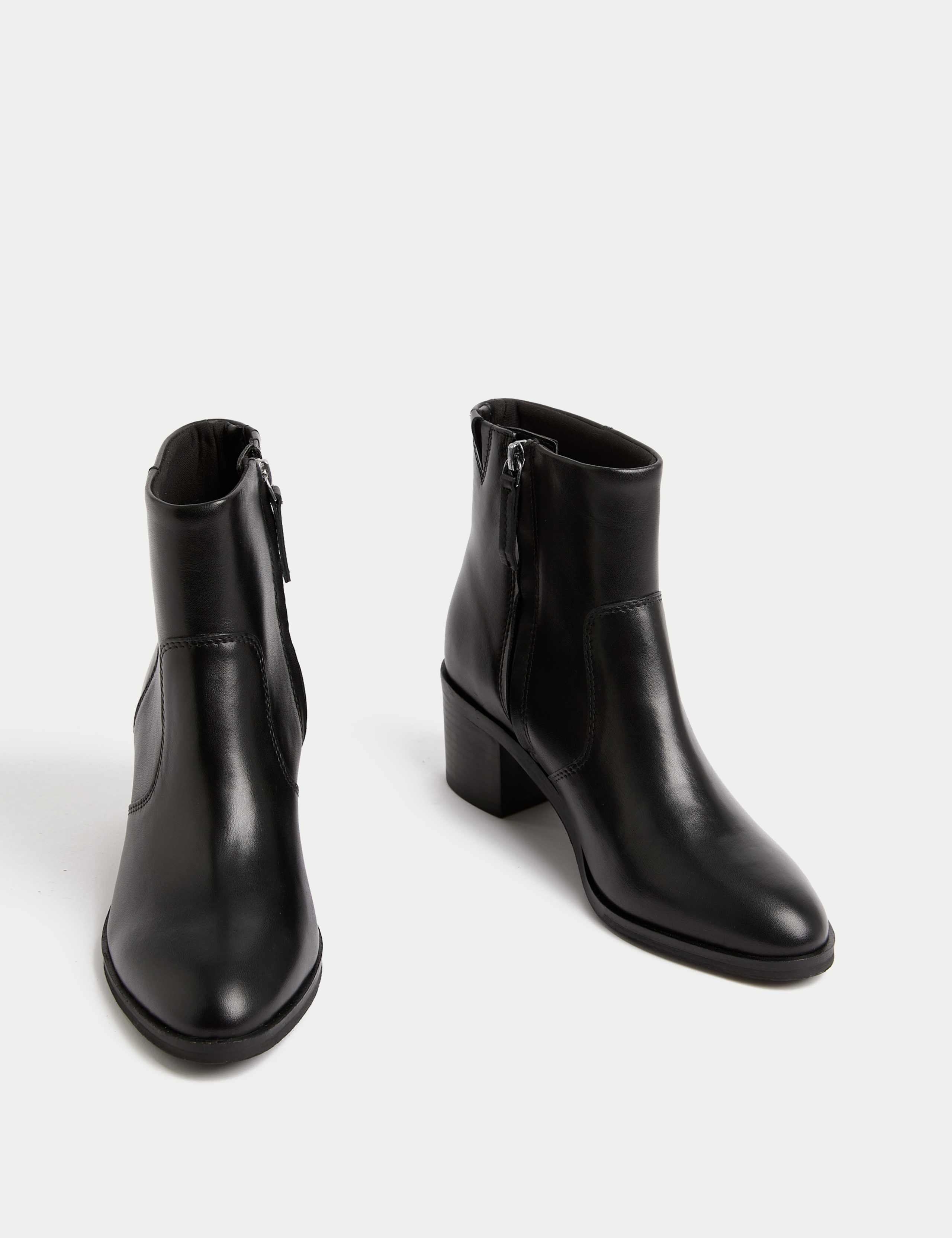 Leather Block Heel Ankle Boots 2 of 3