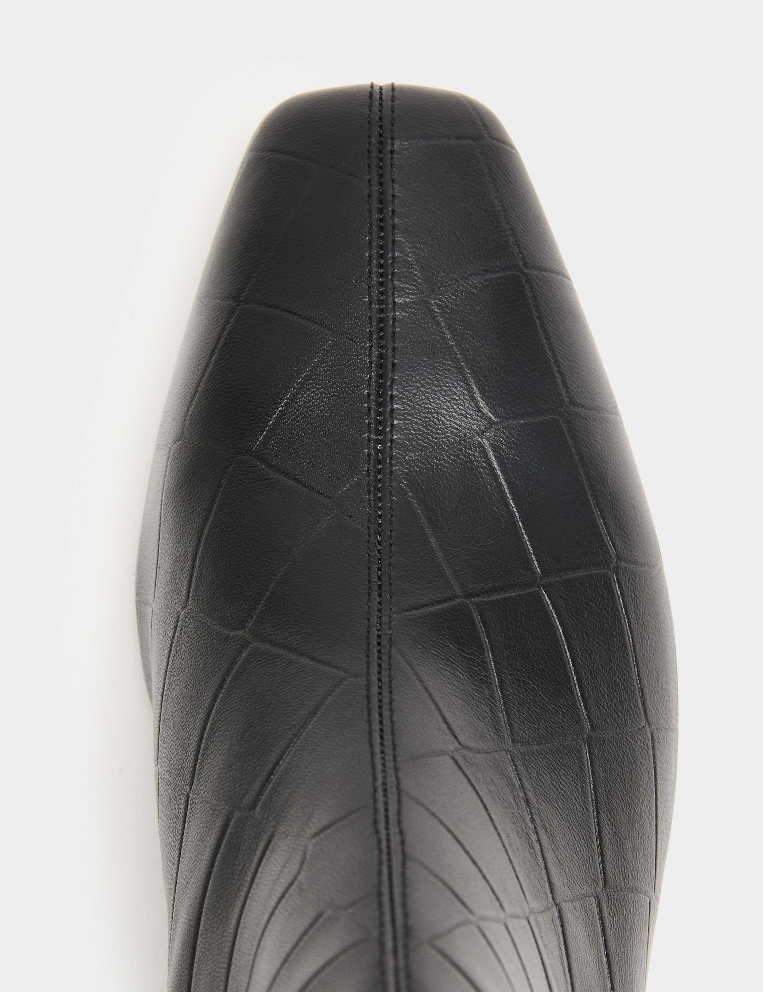 Wide Fit Leather Croc Block Heel Chisel Toe Ankle Boots 3 of 3