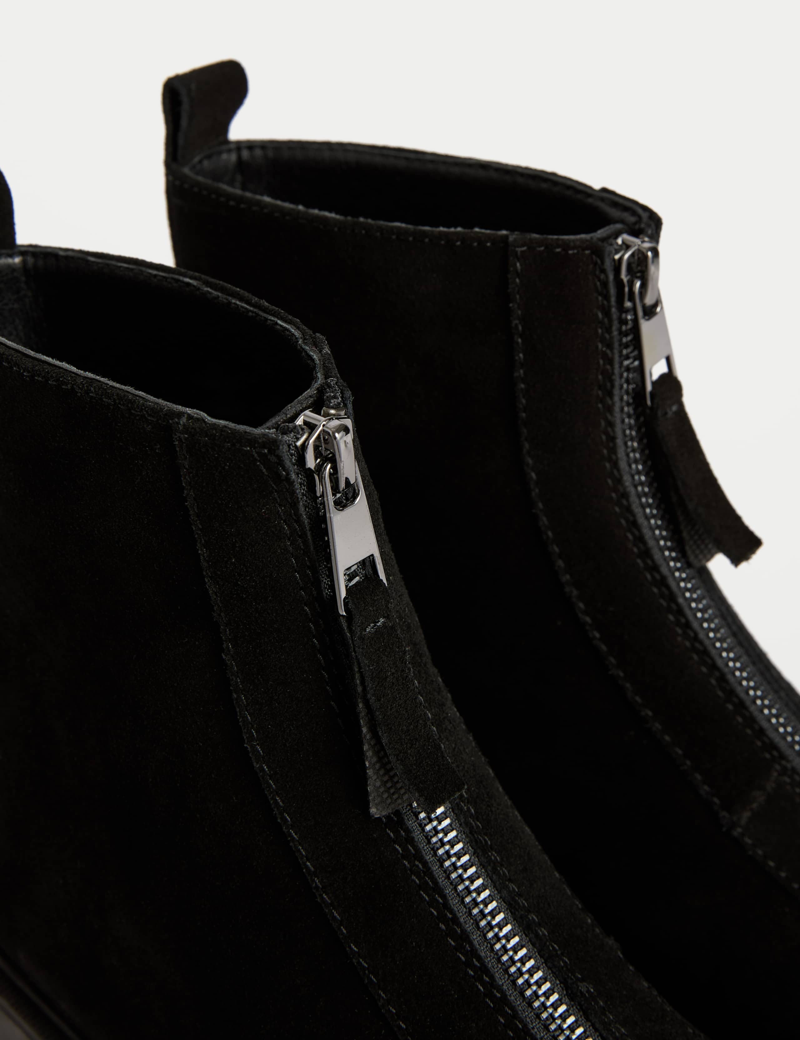 Suede Front Zip Block Heel Ankle Boots 3 of 3