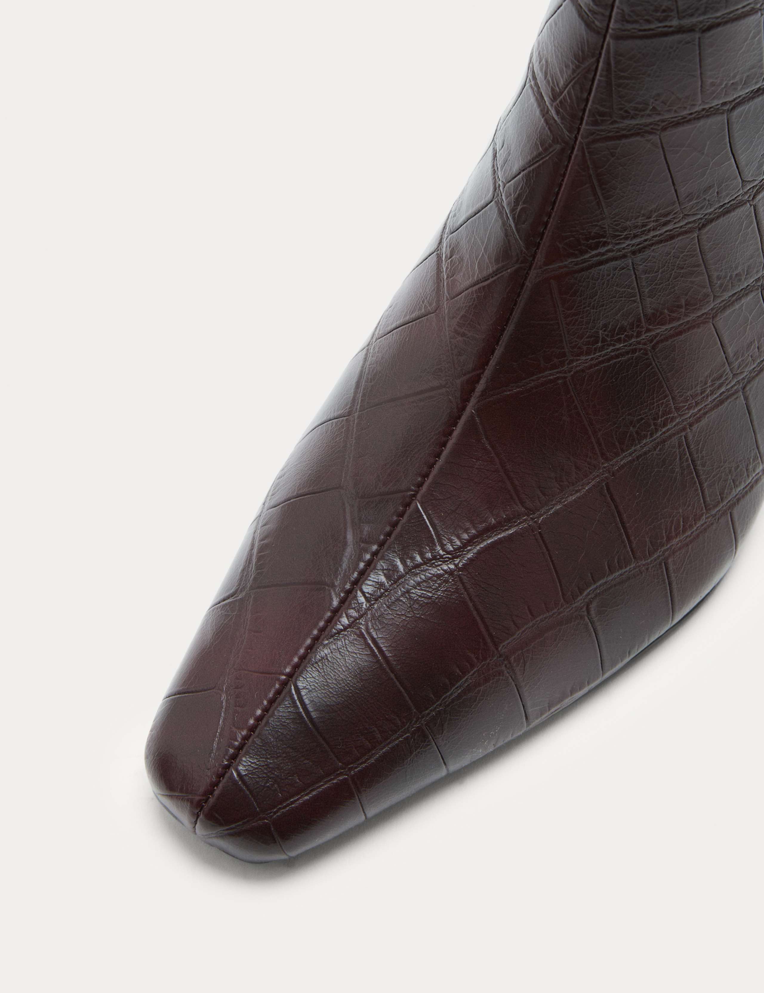 Croc Chisel Toe Kitten Heel Ankle Boots 2 of 2