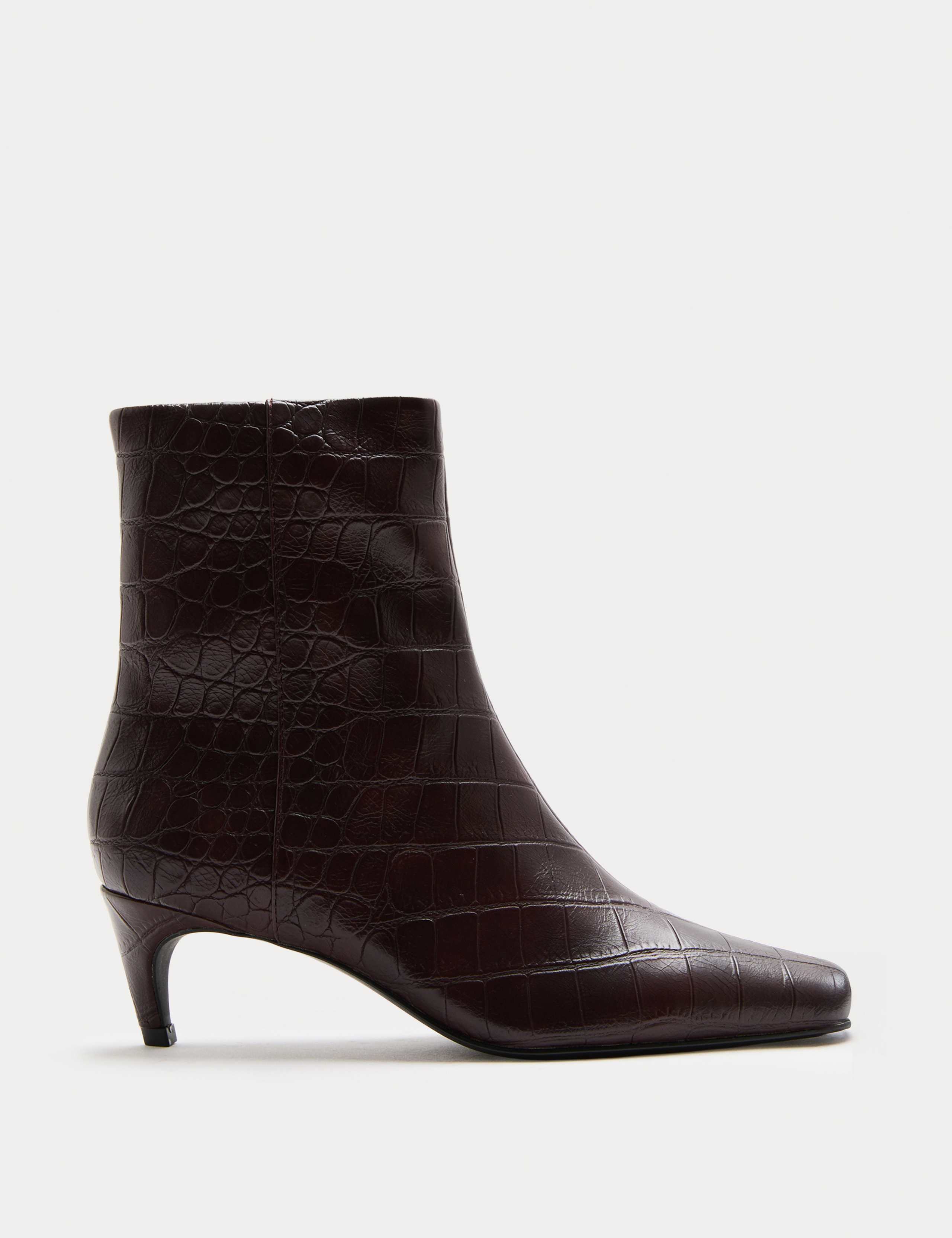 Croc Chisel Toe Kitten Heel Ankle Boots 2 of 3