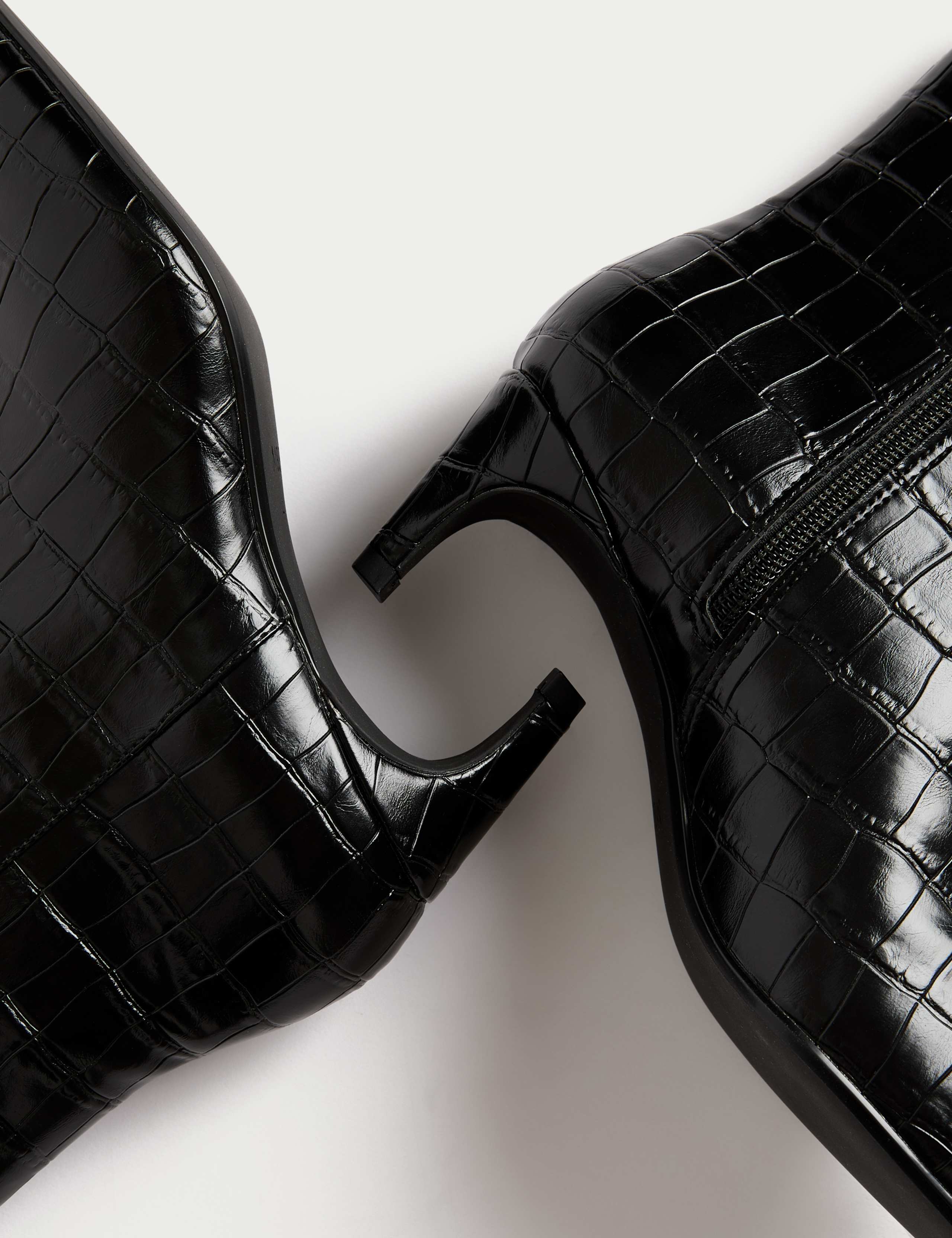 Croc Chisel Toe Kitten Heel Ankle Boots 3 of 3