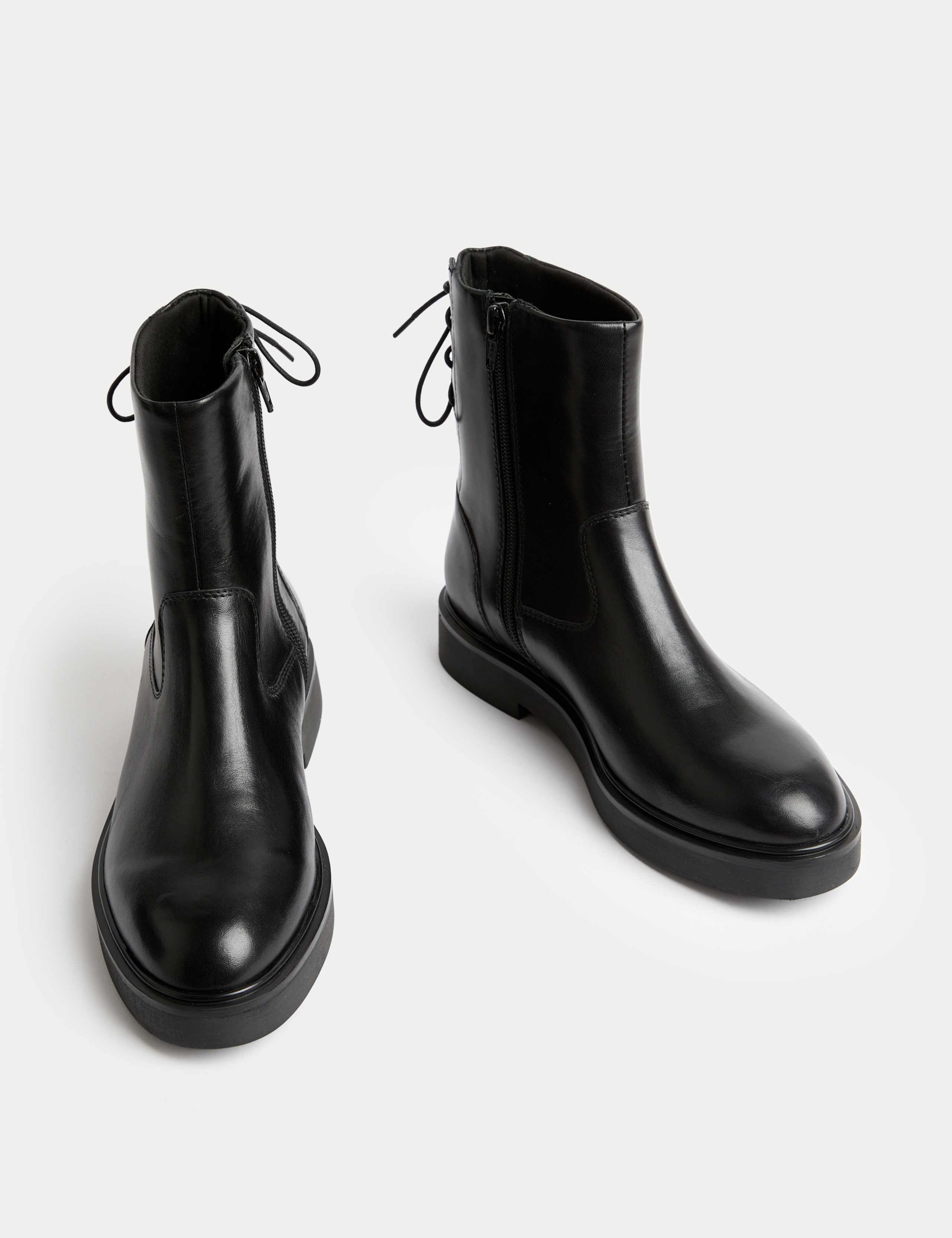 Leather Block Heel Ankle Boots 2 of 3