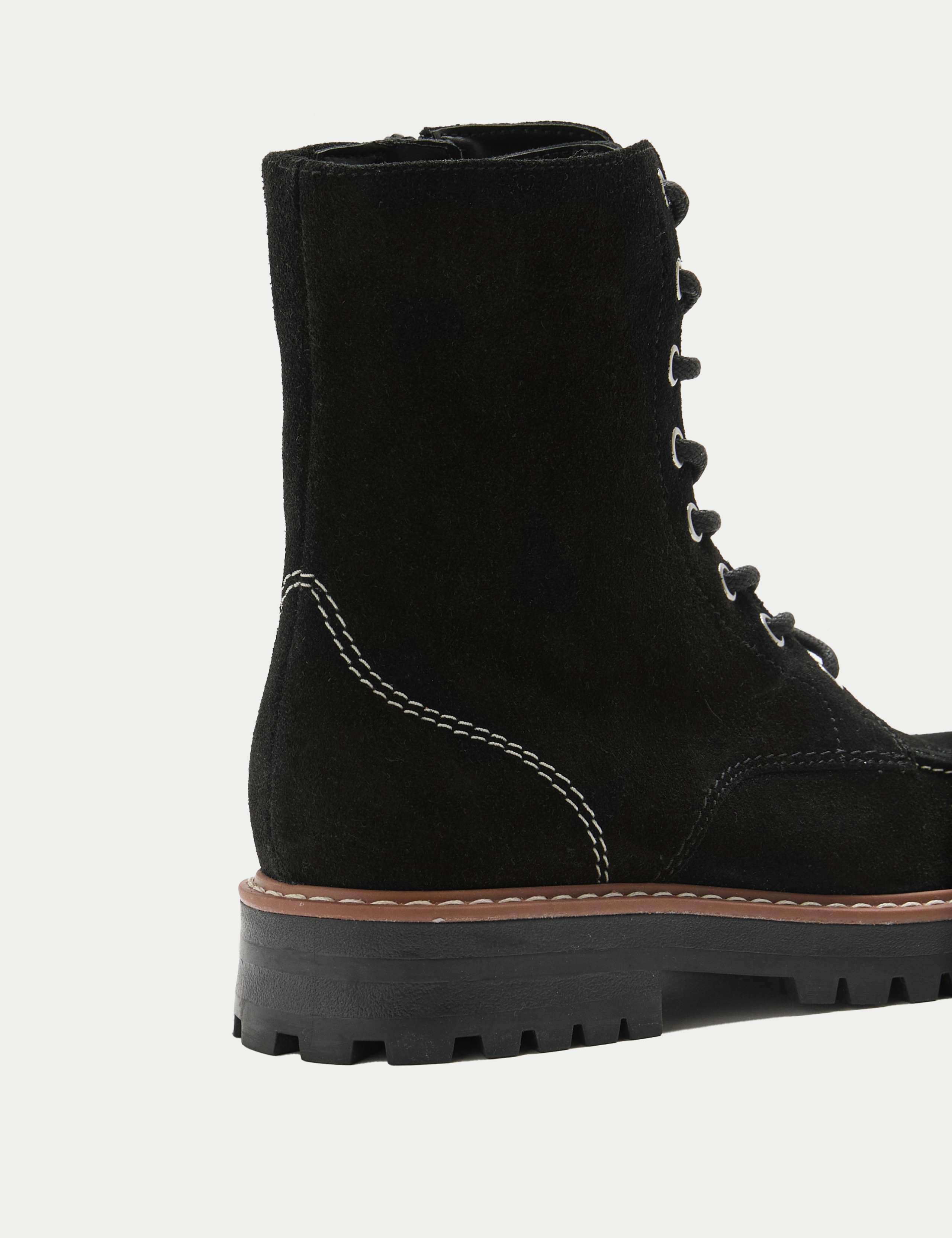 Suede Lace Up Cleated Sole Boots 2 of 4