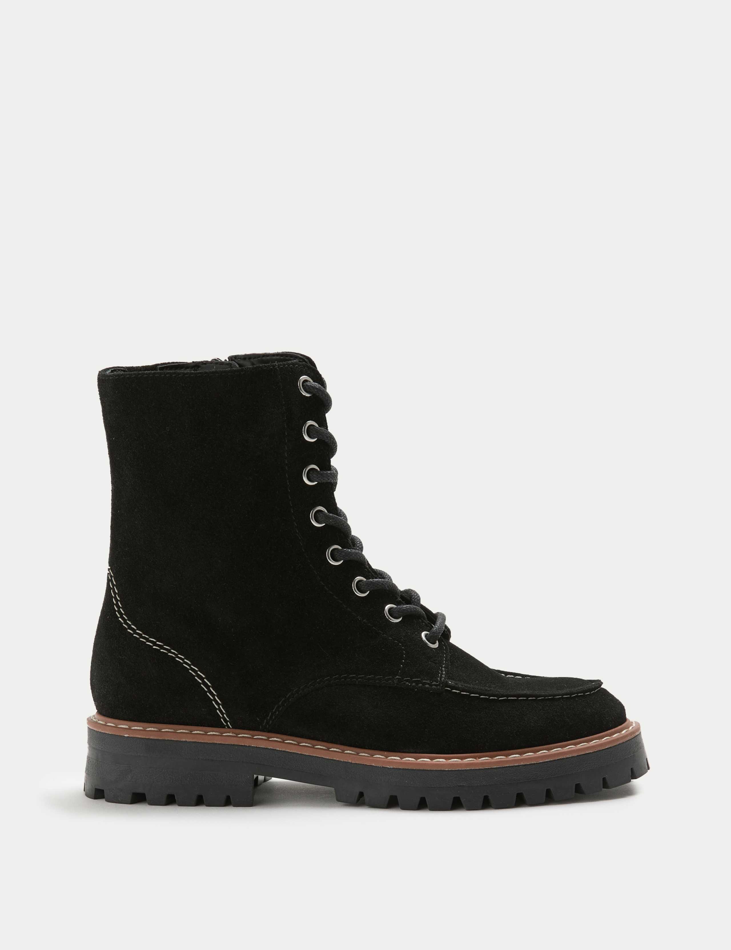 Suede Lace Up Cleated Sole Boots 3 of 4