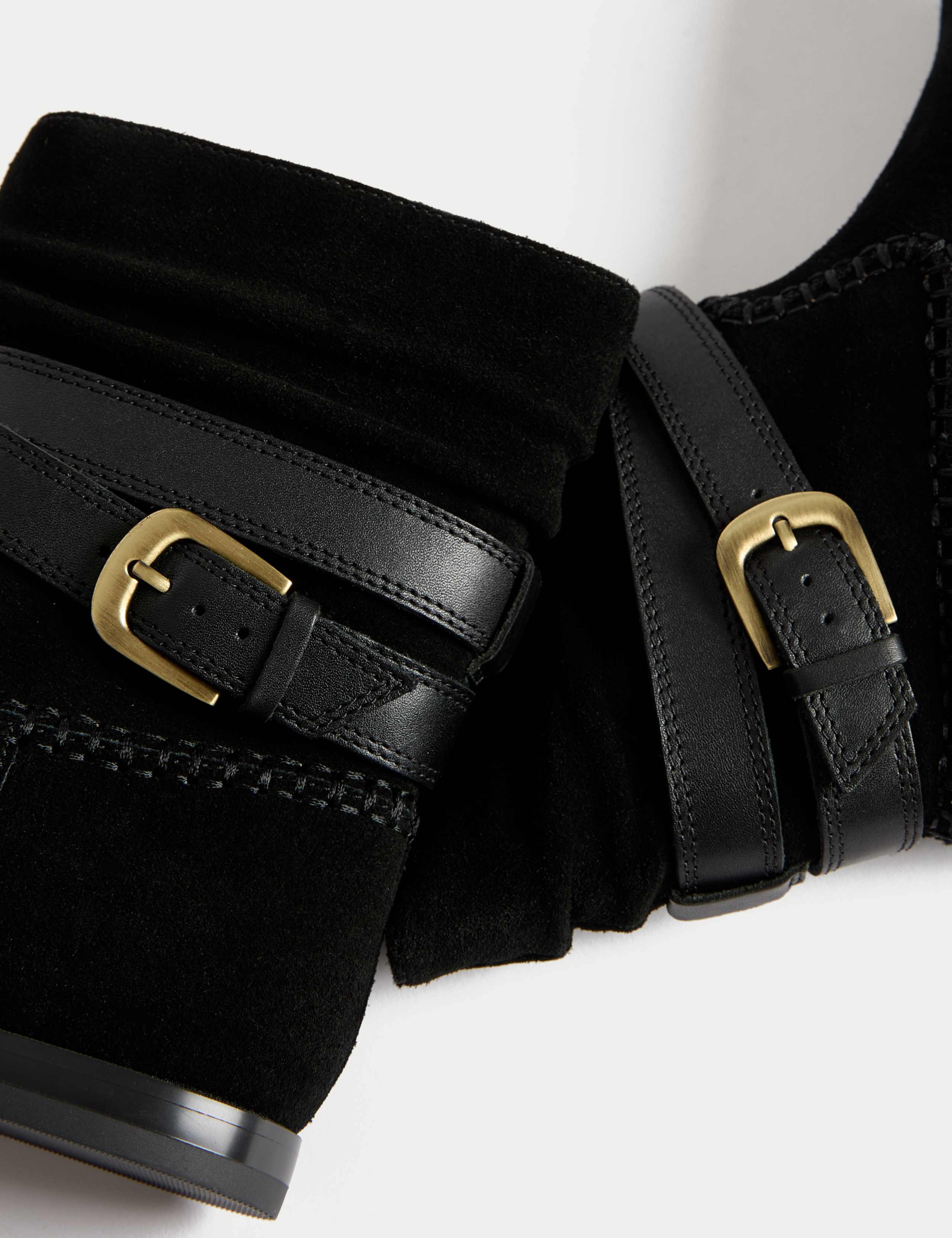 Suede Ruched Flat Ankle Boots 3 of 3