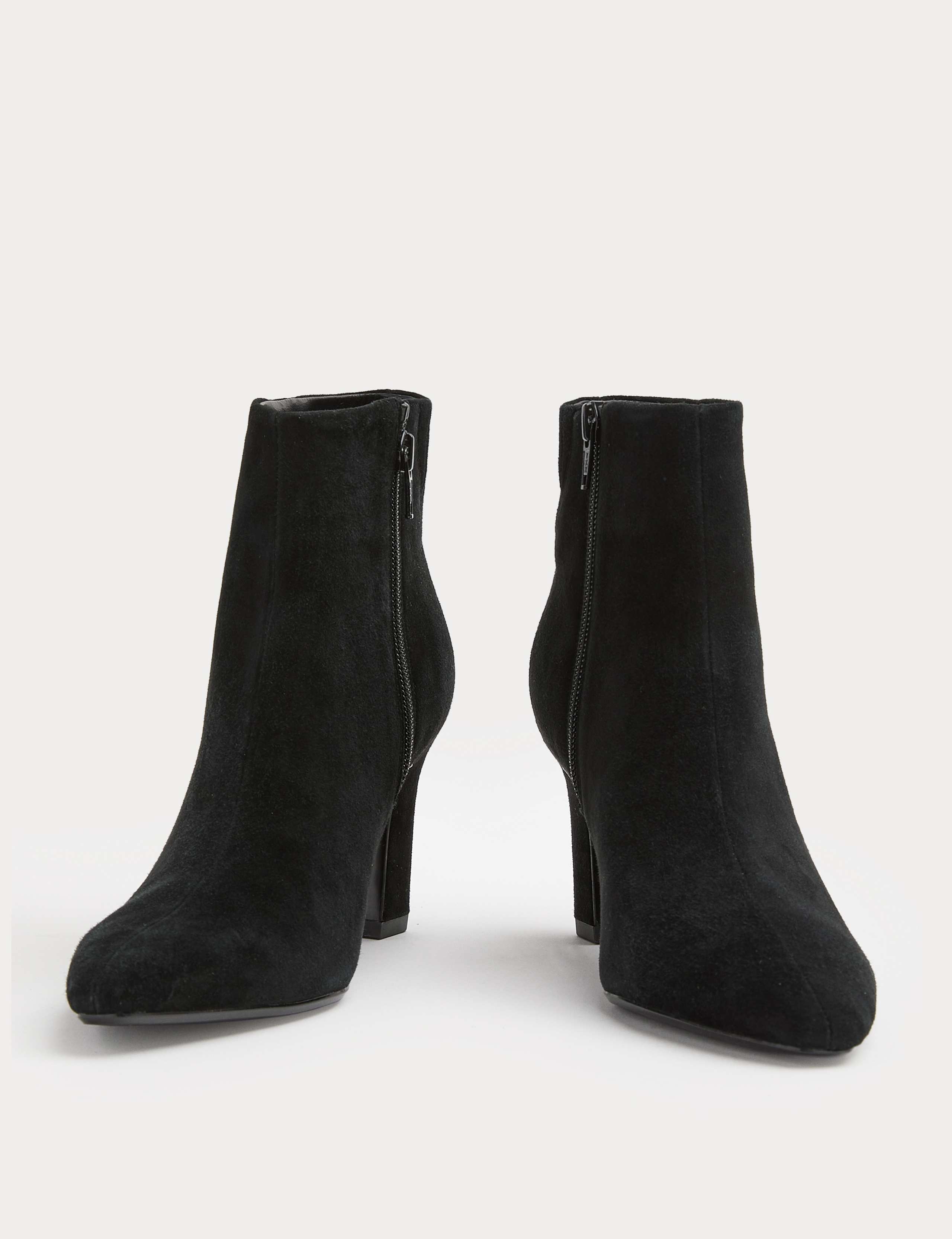 Suede Block Heel Pointed Ankle Boots 2 of 3