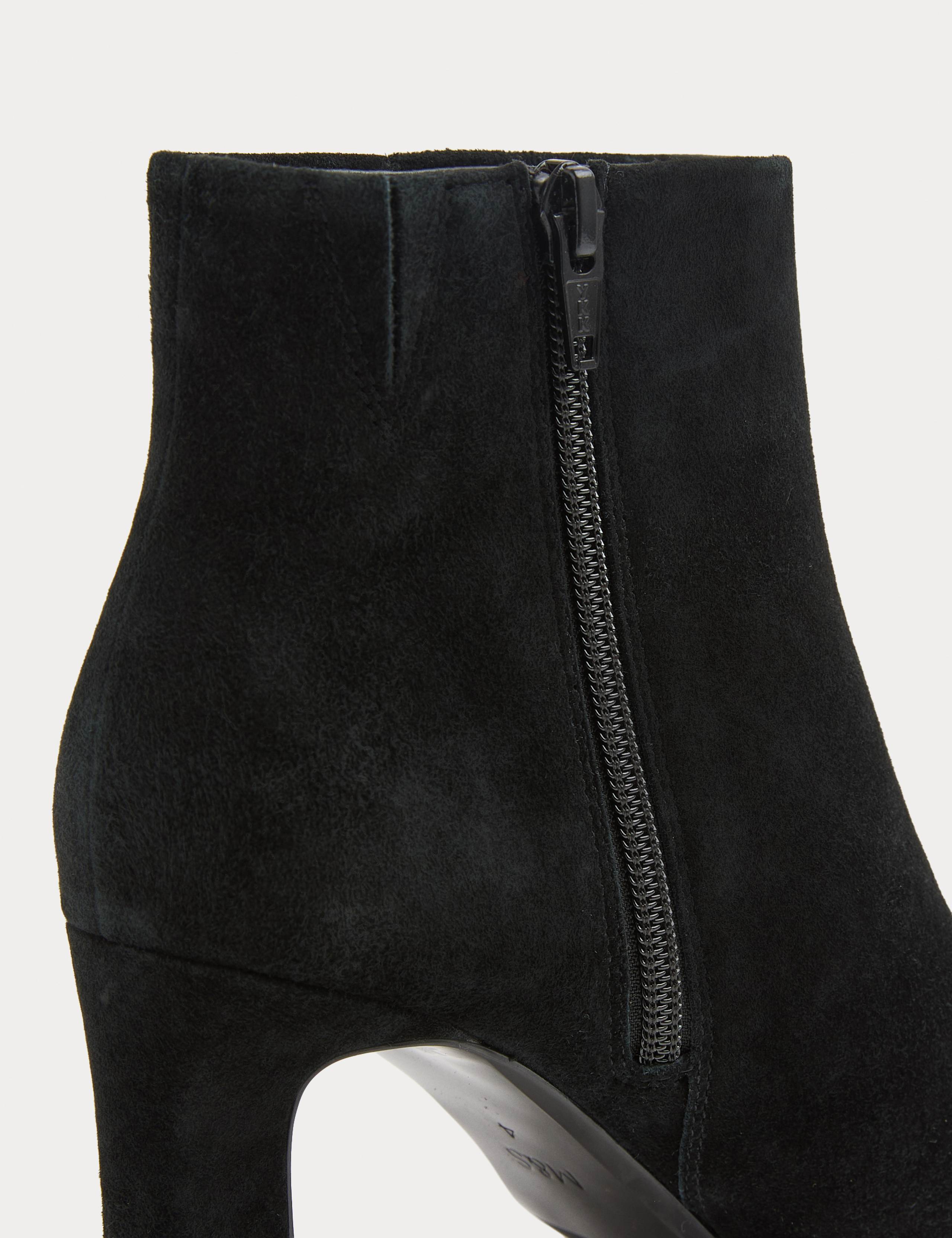 Suede Block Heel Pointed Ankle Boots 3 of 3