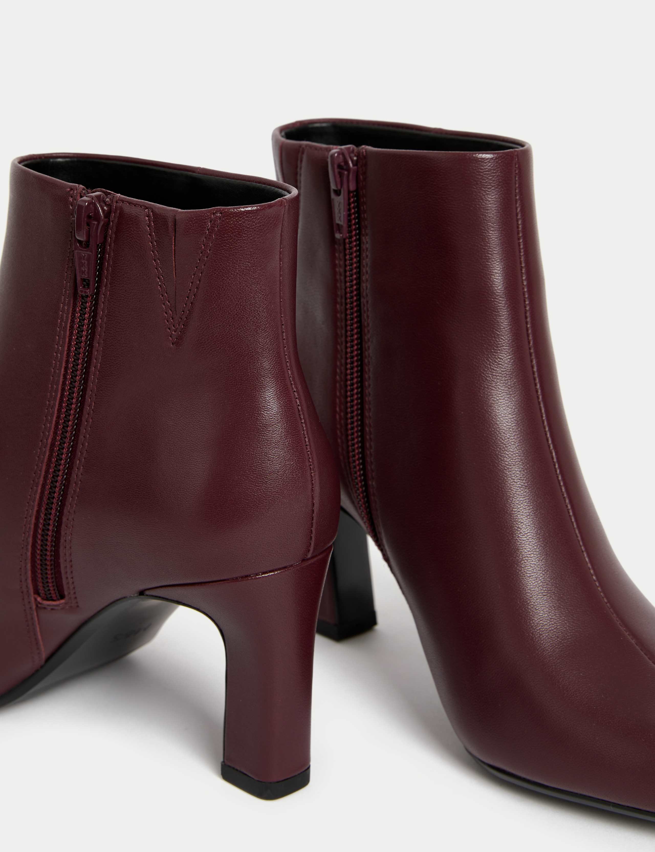 Leather Block Heel Pointed Ankle Boots 3 of 3