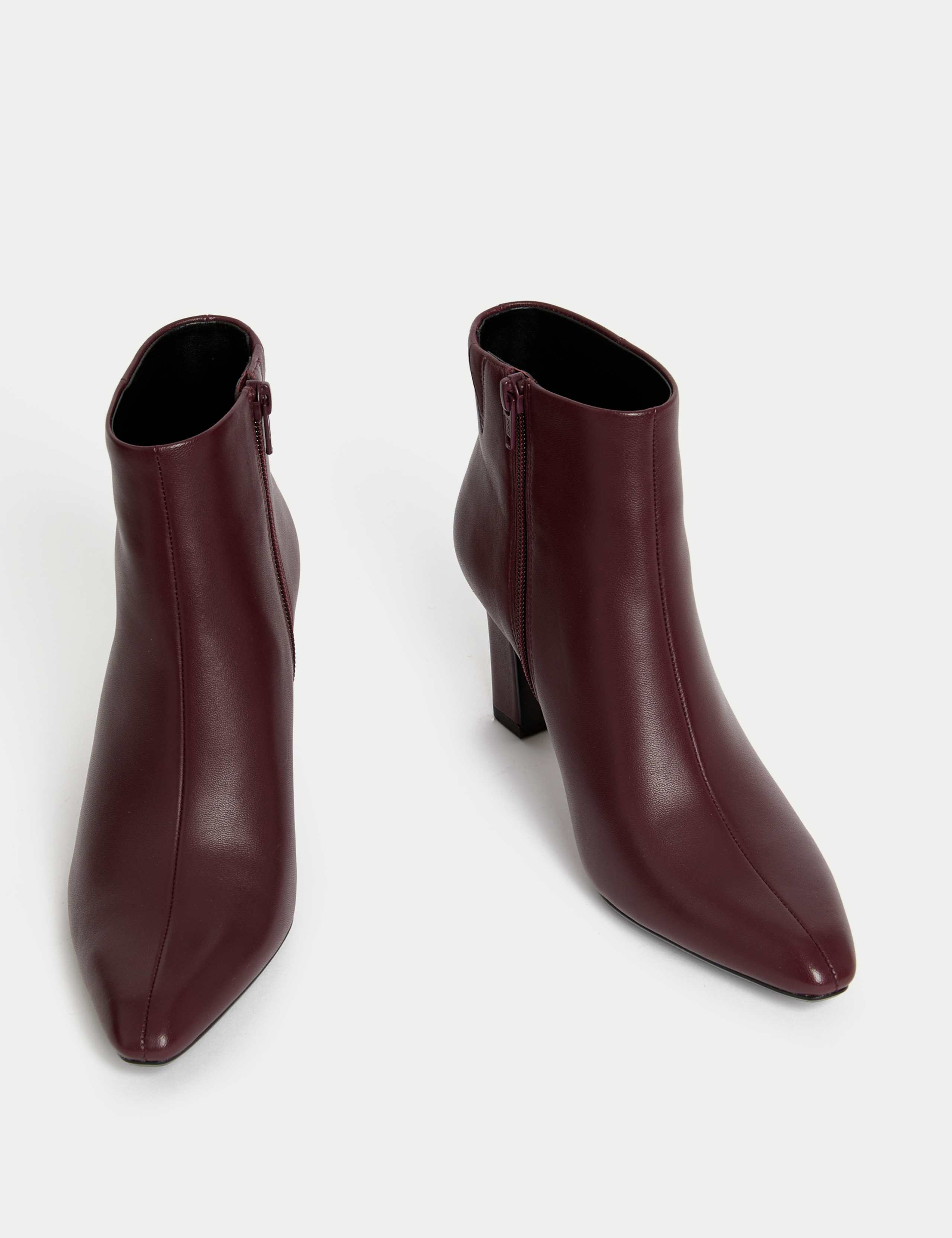 Leather Block Heel Pointed Ankle Boots 2 of 3