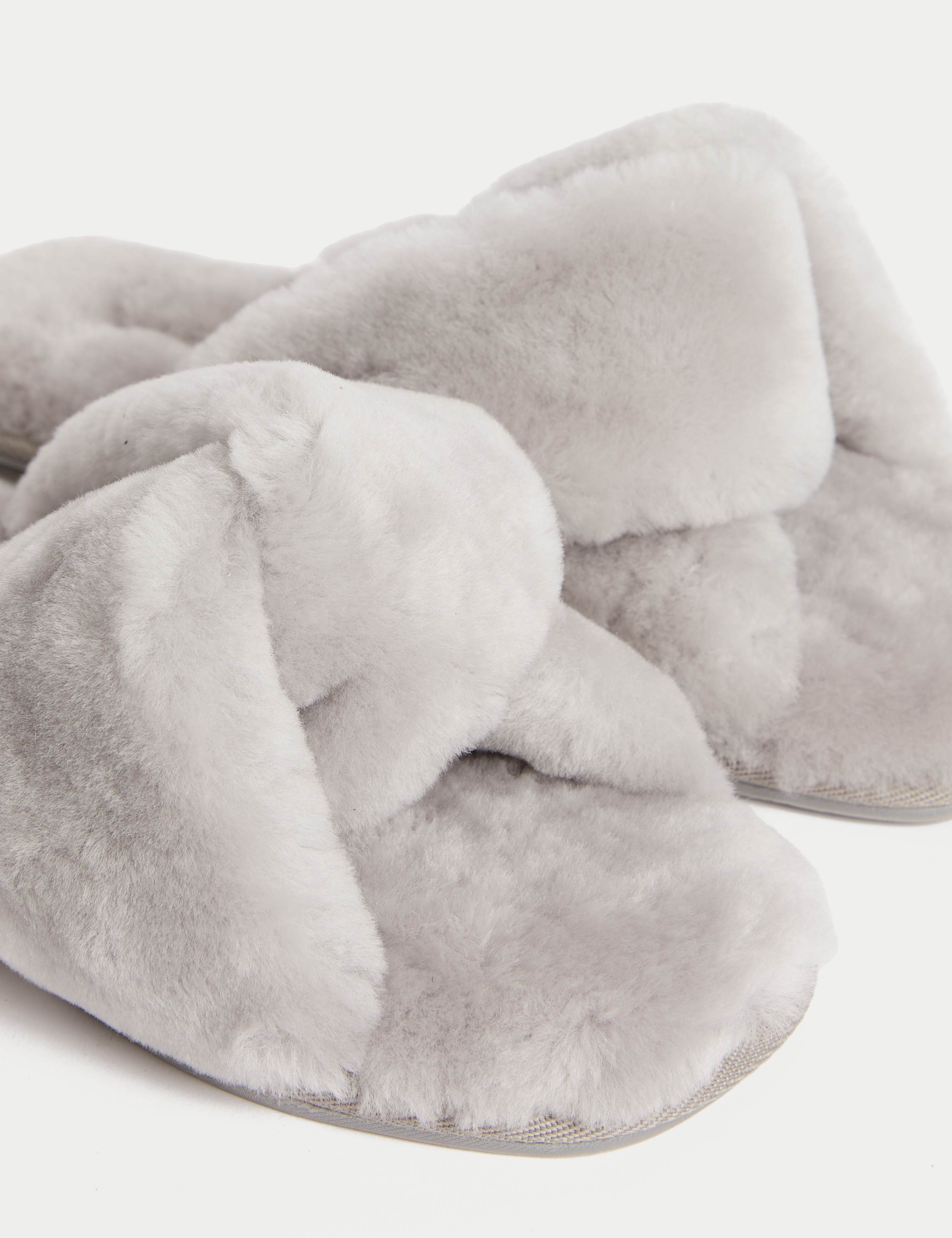 Shearling Knotted Open Toe Slider Slippers 3 of 3