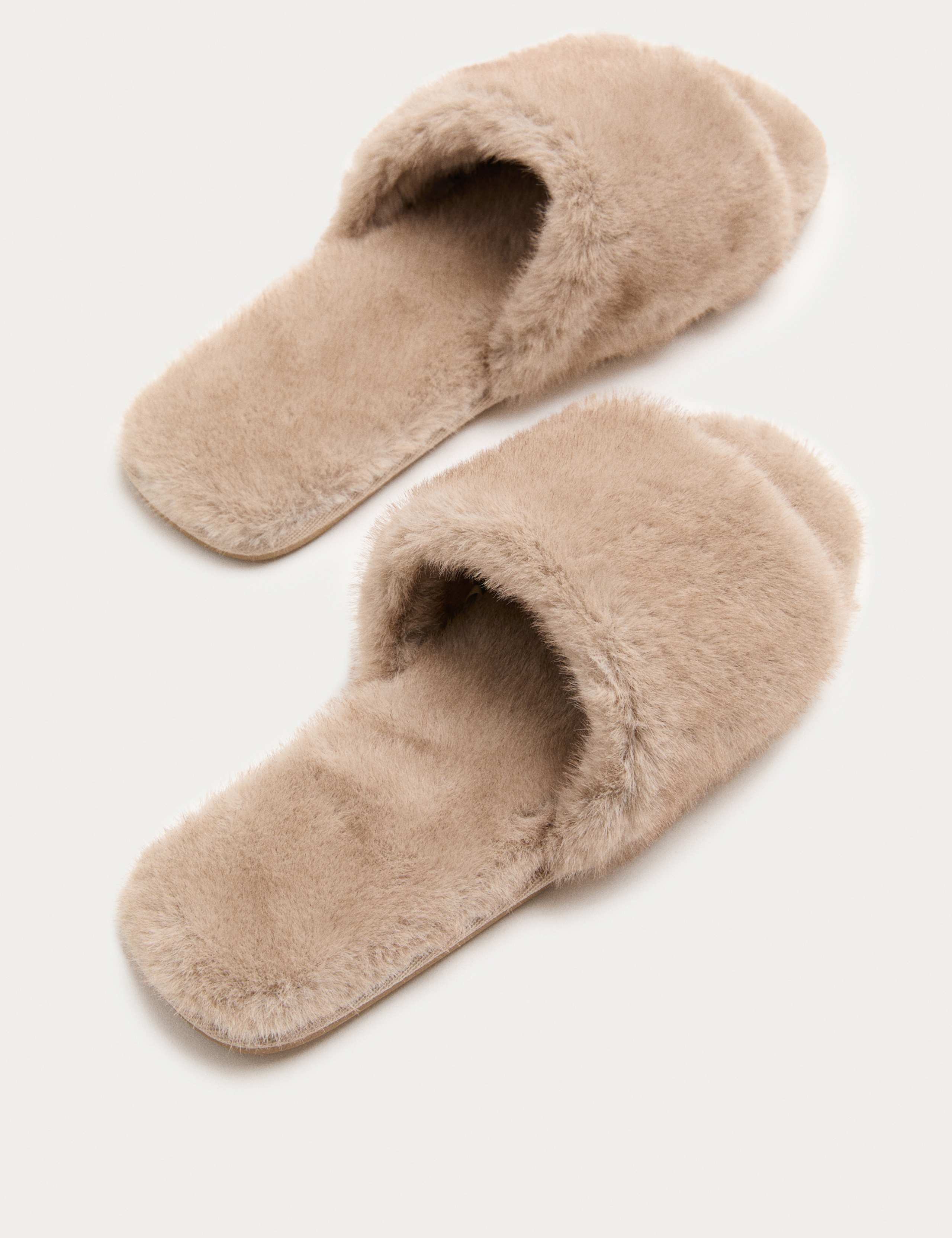Faux Fur Open Toe Slider Slippers 3 of 3