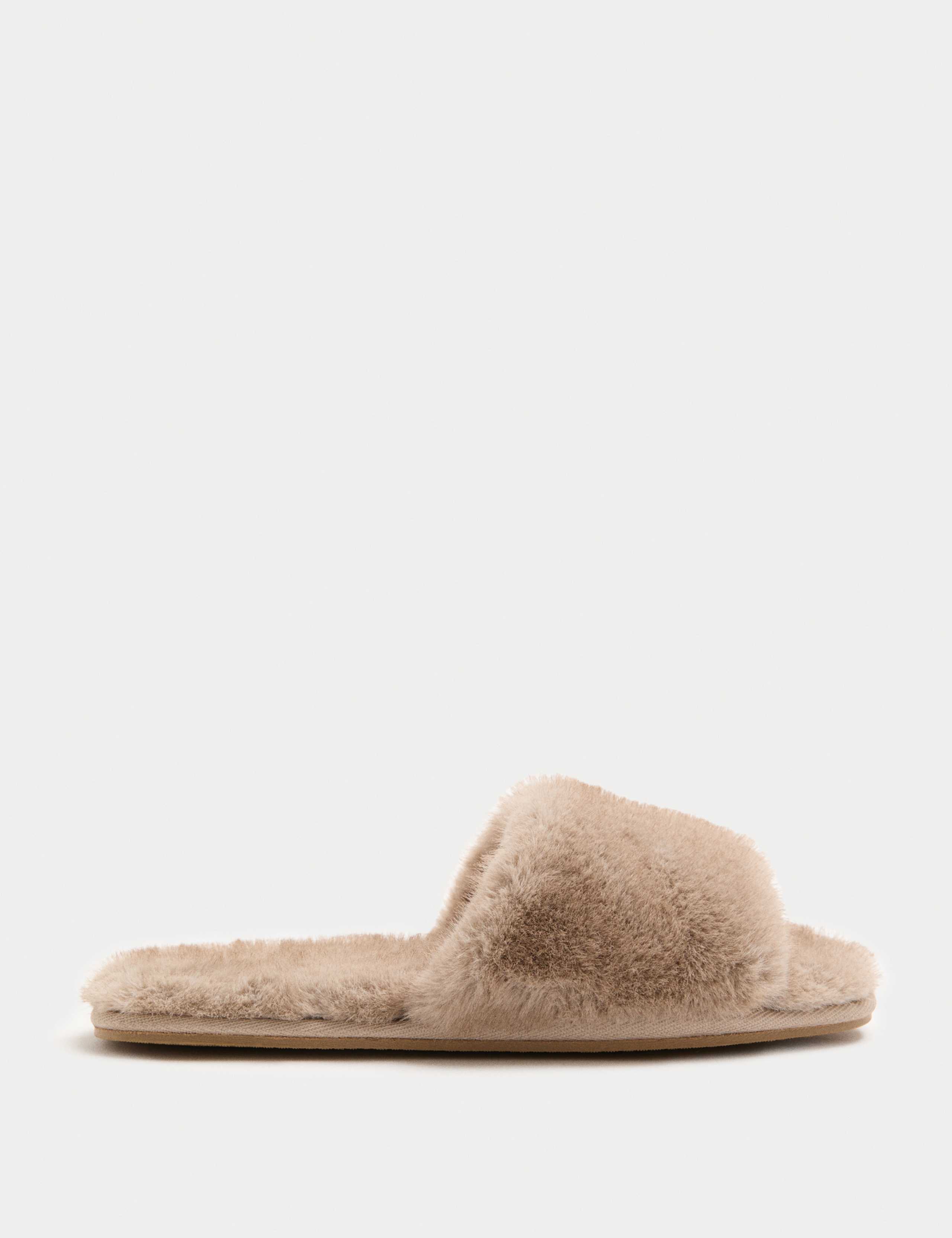 Faux Fur Open Toe Slider Slippers 2 of 3
