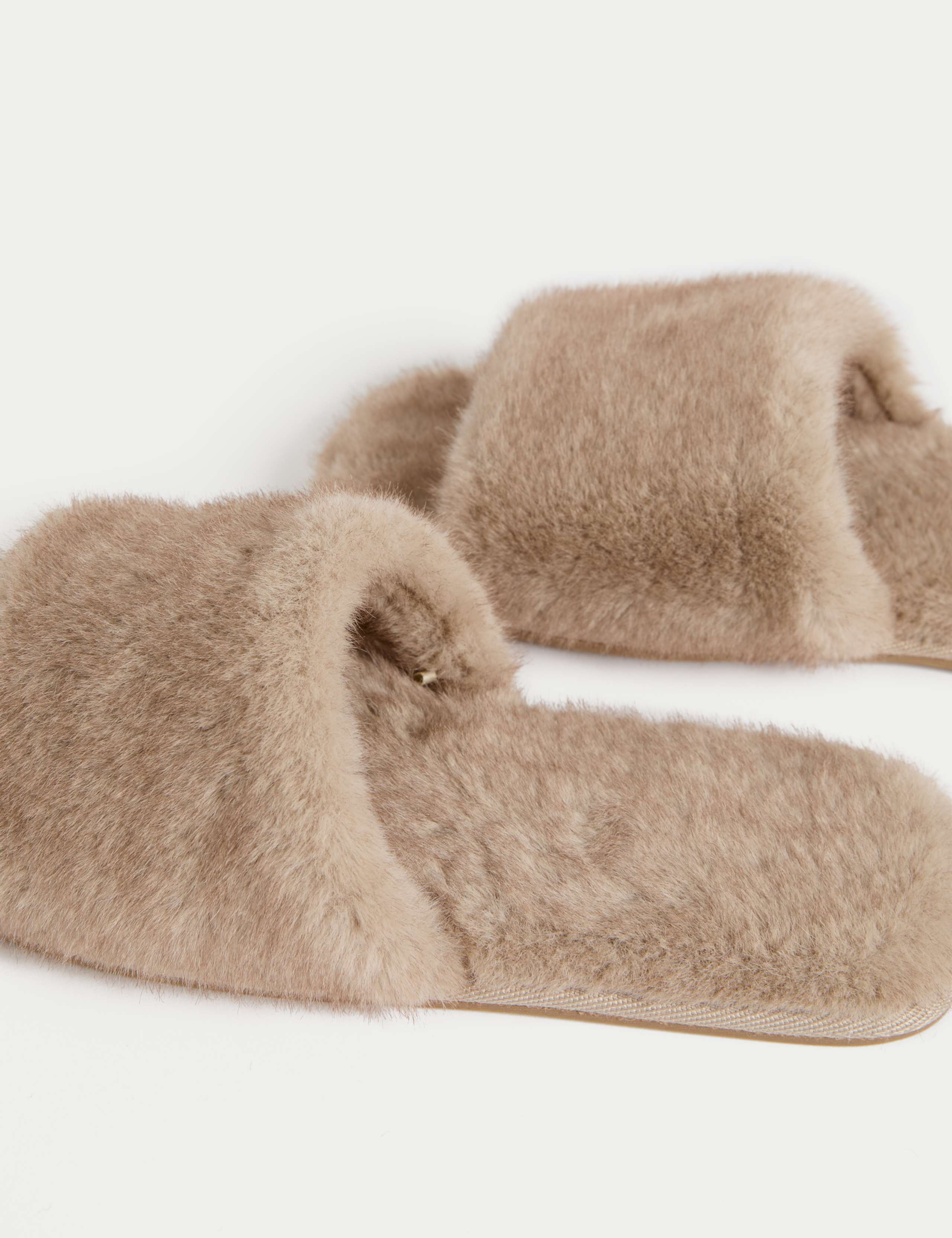 Faux Fur Open Toe Slippers 3 of 3