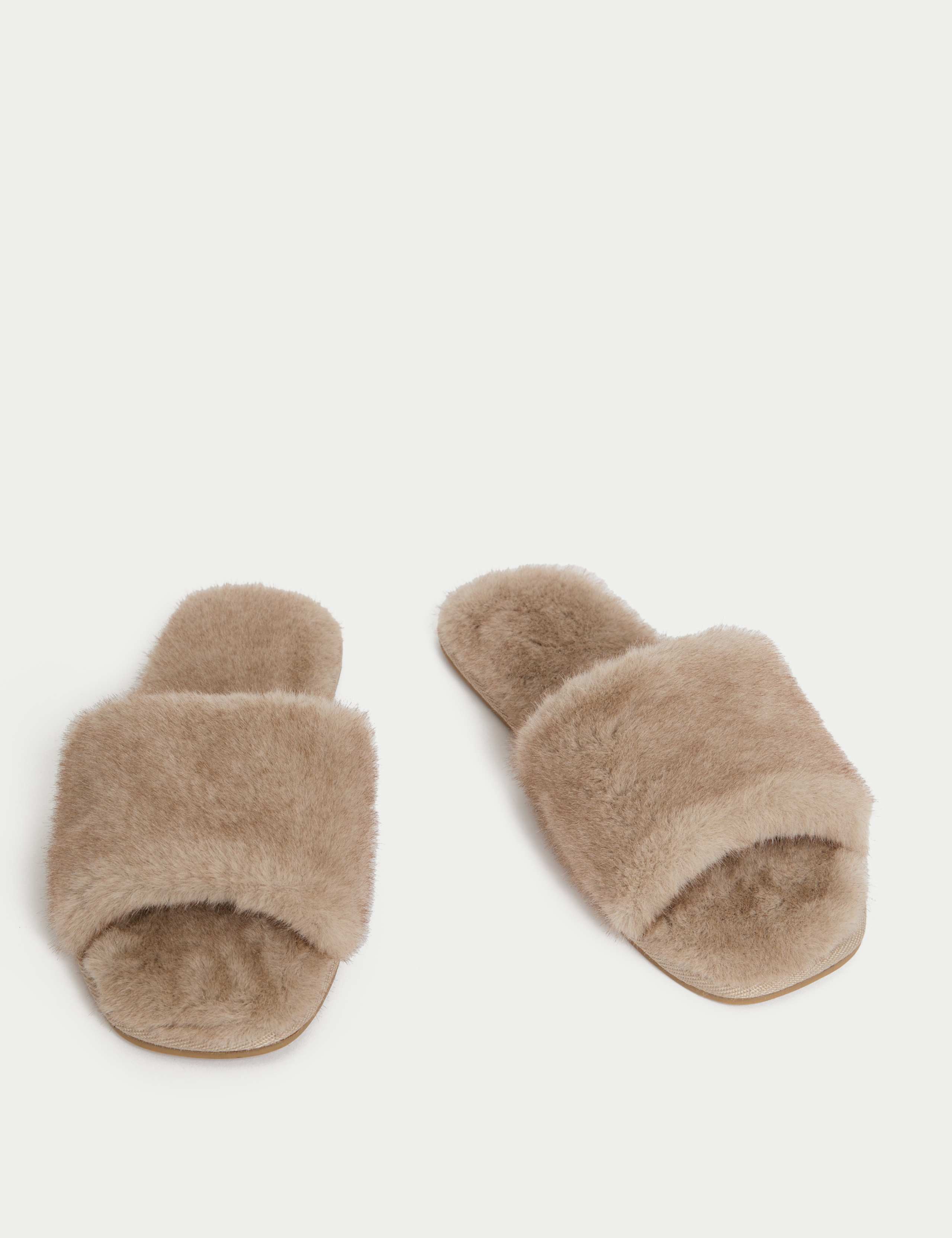 Faux Fur Open Toe Slippers 2 of 3