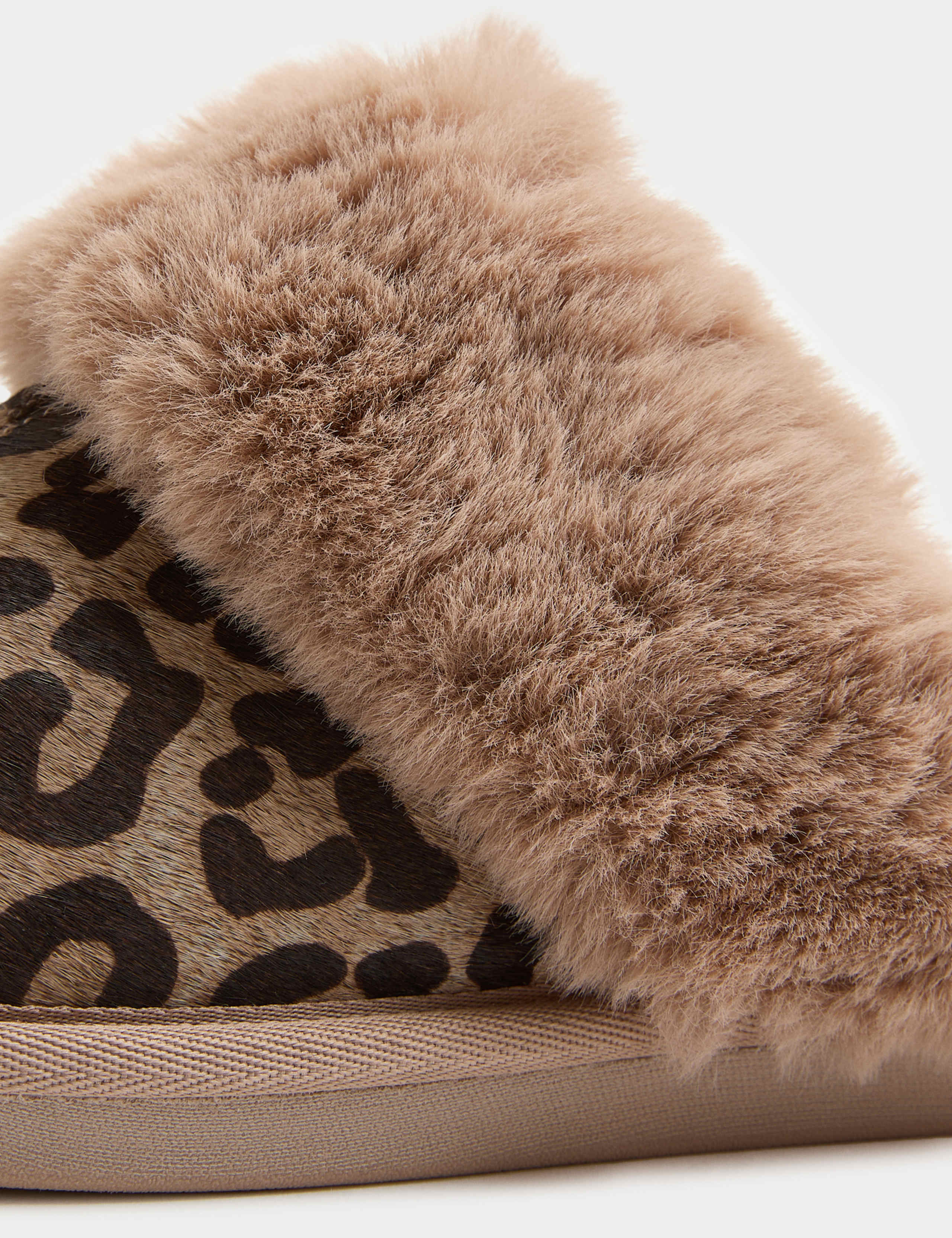 Suede Leopard Print Mule Slippers 2 of 2