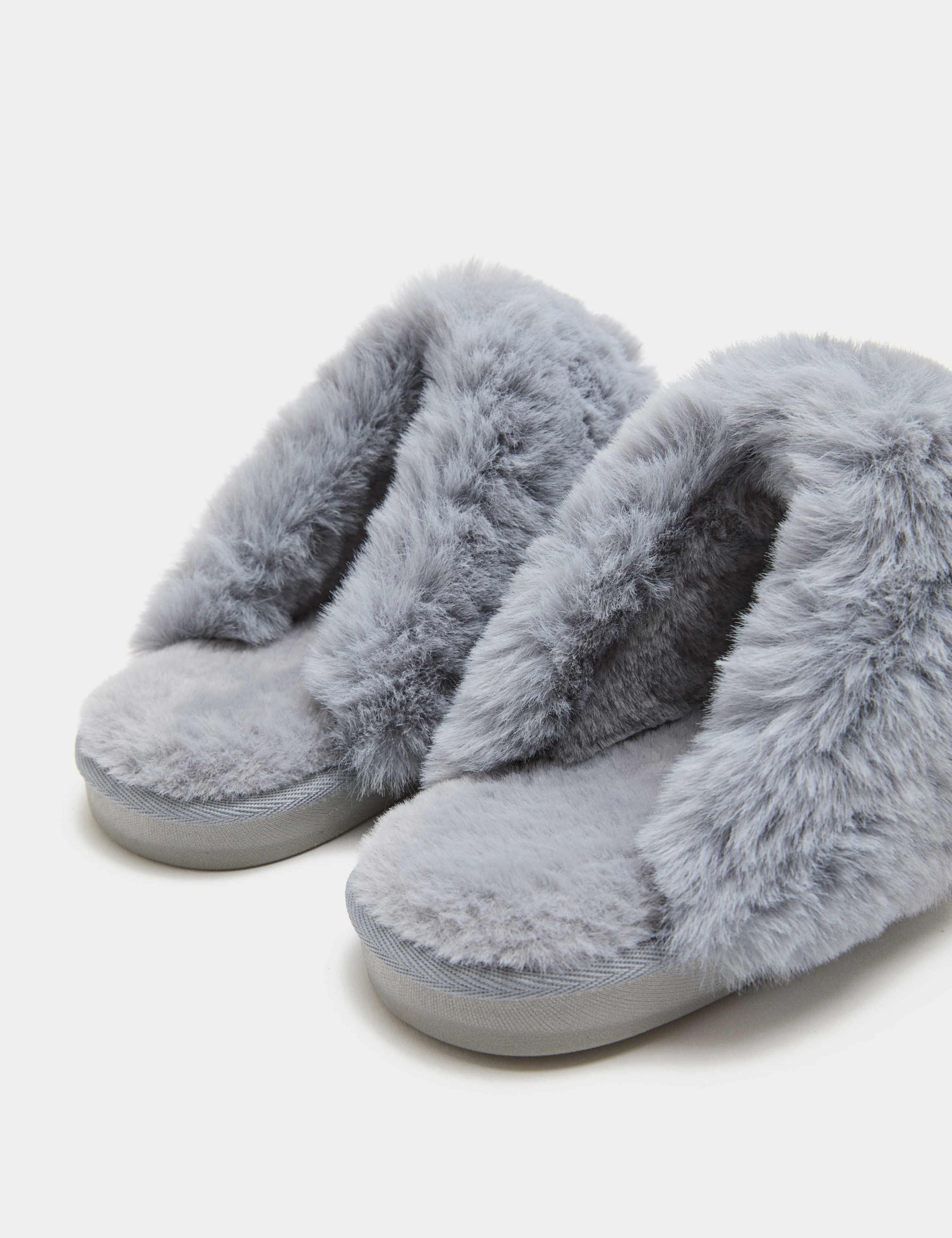 Suede Faux Fur Trim Mule Slippers 3 of 3