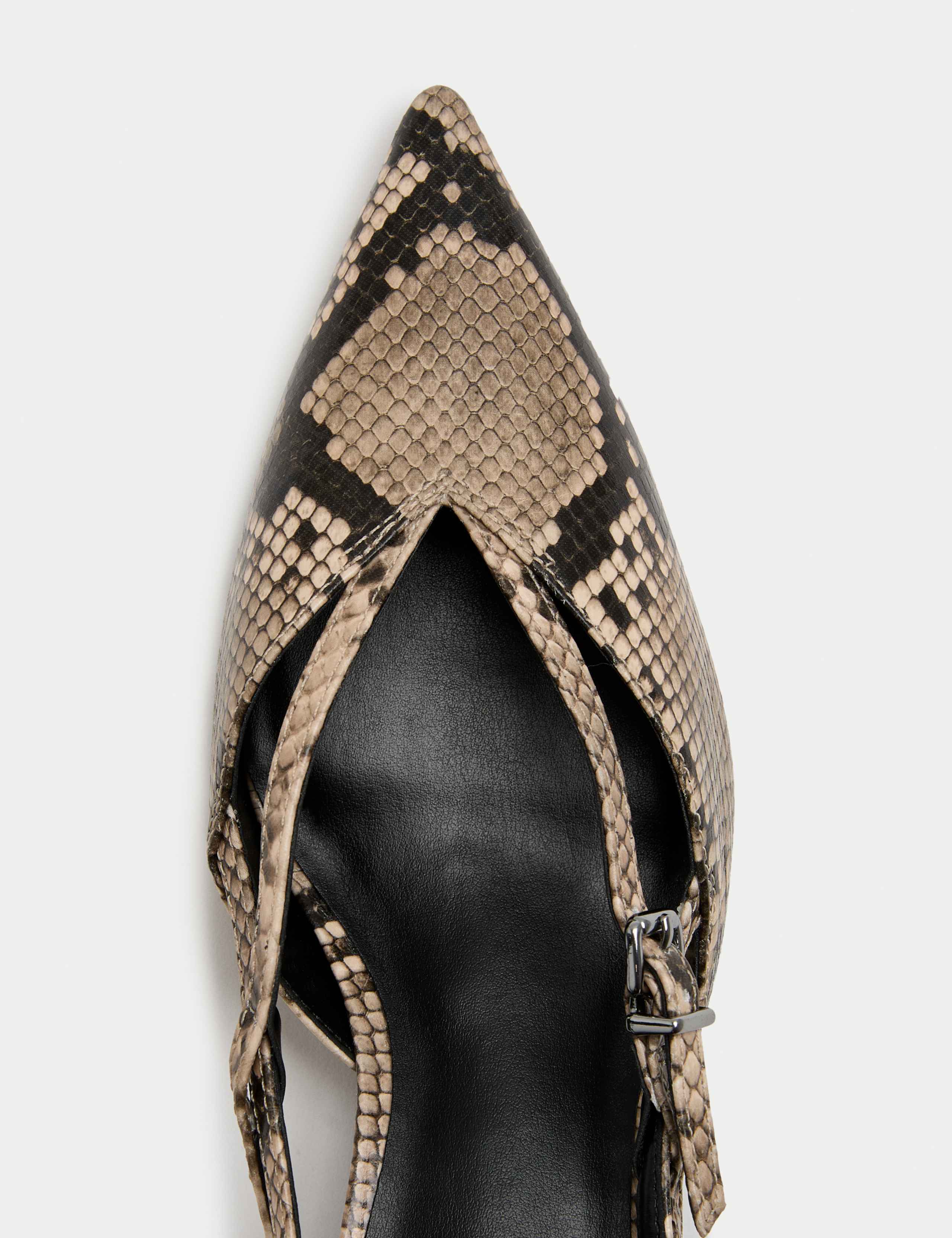 Snake Print Kitten Heel Slingback Shoes 3 of 4