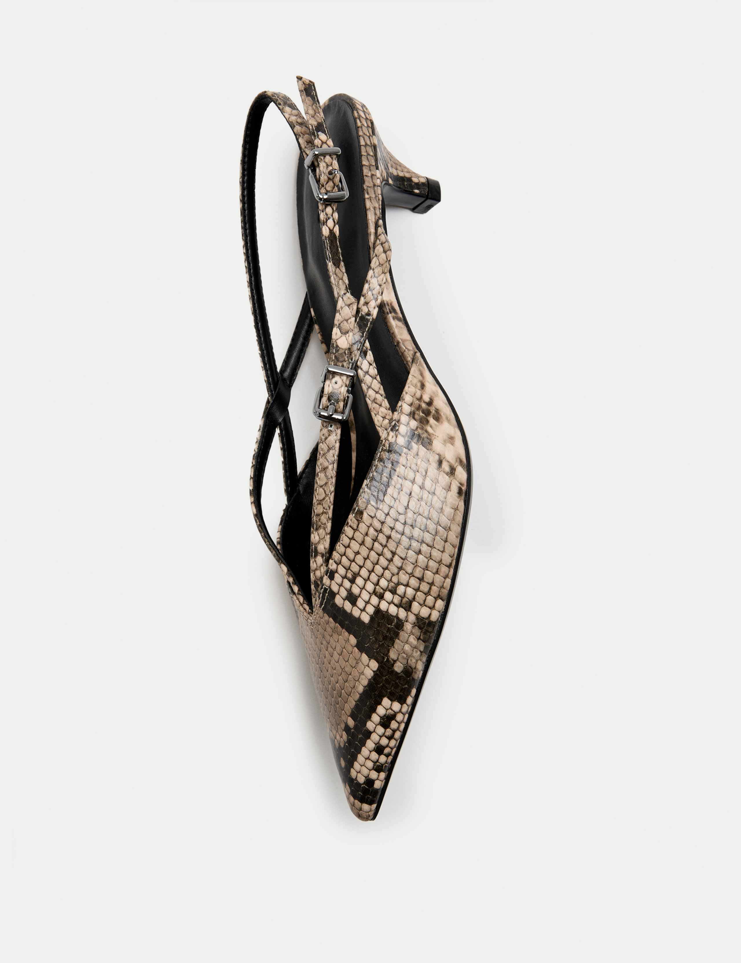 Snake Print Kitten Heel Slingback Shoes 4 of 4