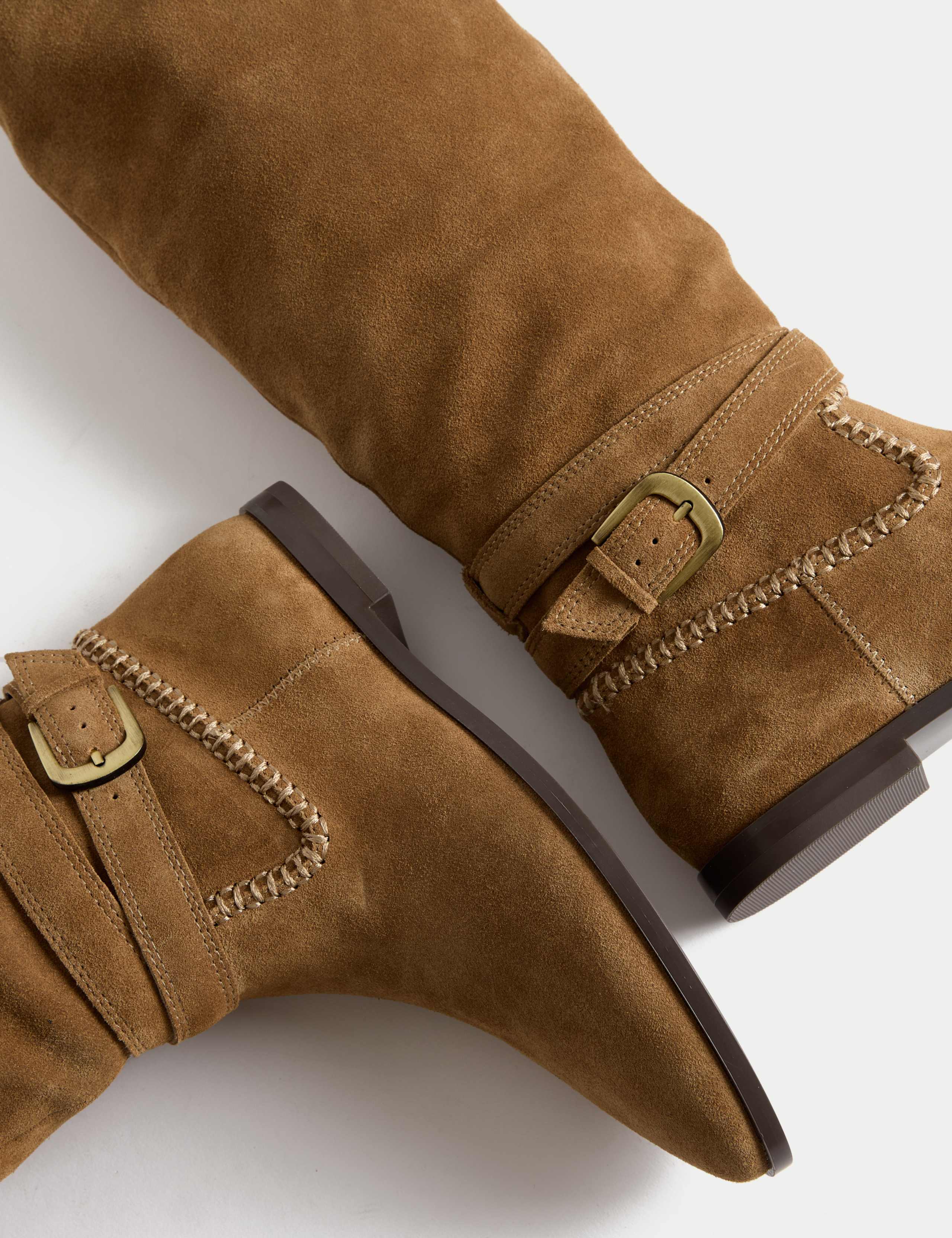 Suede Buckle Flat Knee High Boots 3 of 3