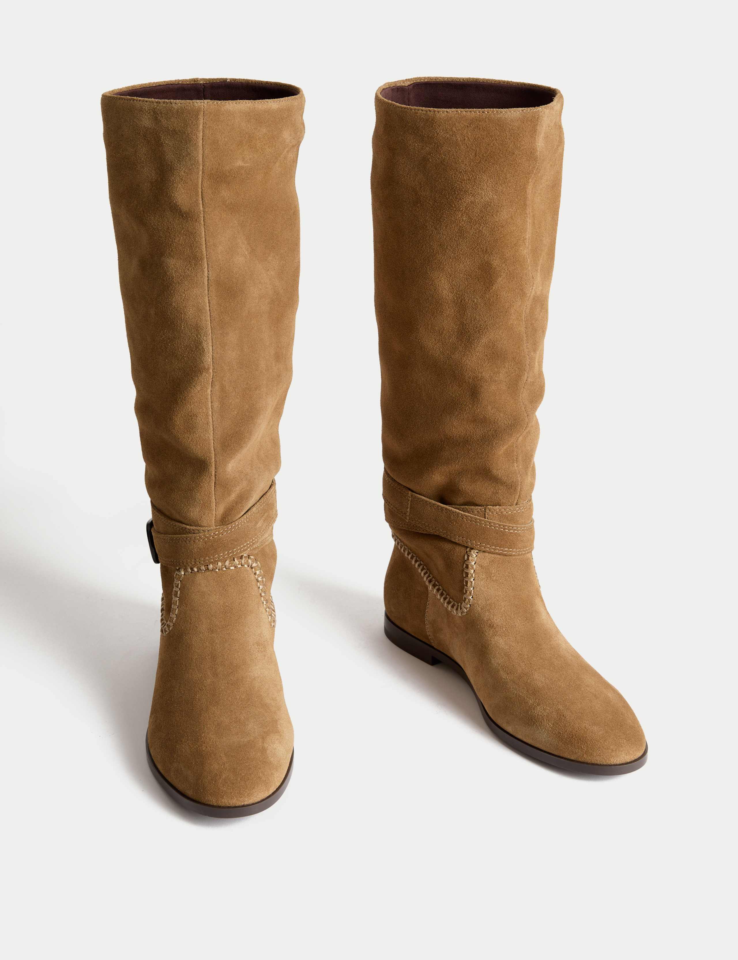 Suede Buckle Flat Knee High Boots 2 of 3