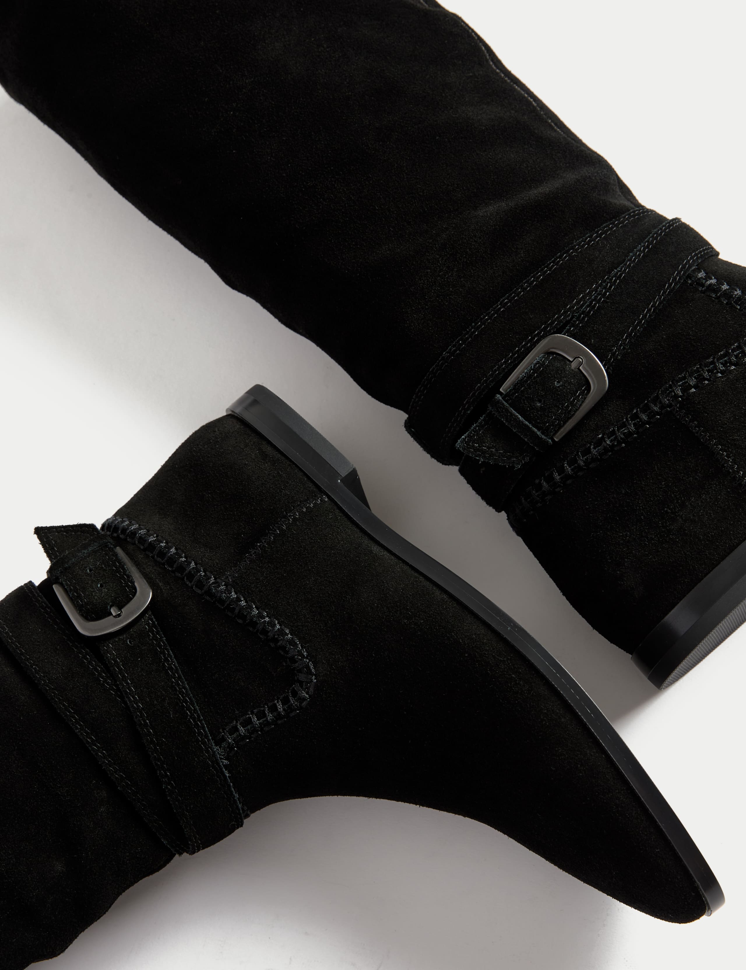Suede Buckle Flat Knee High Boots 3 of 3