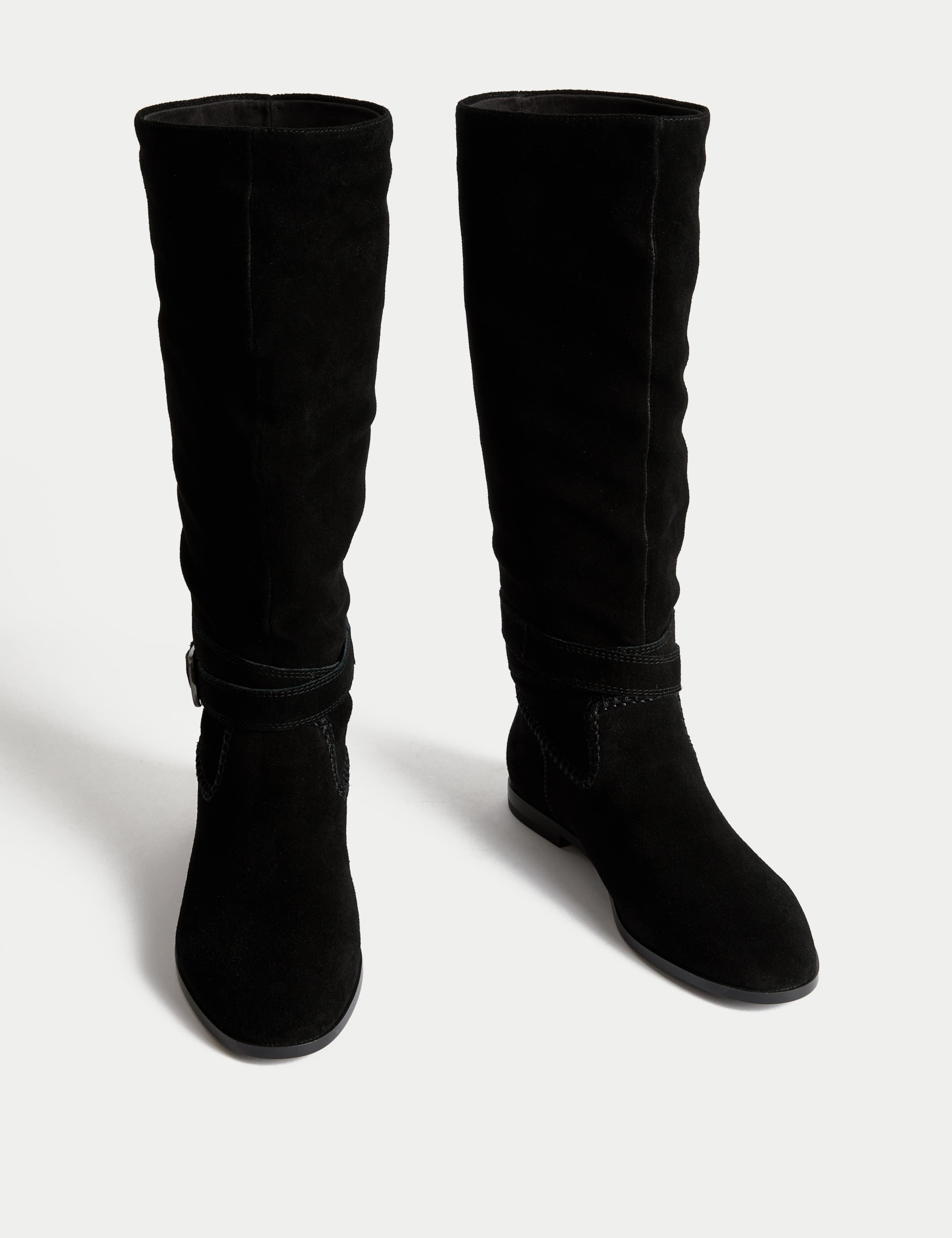 Suede Buckle Flat Knee High Boots 2 of 3