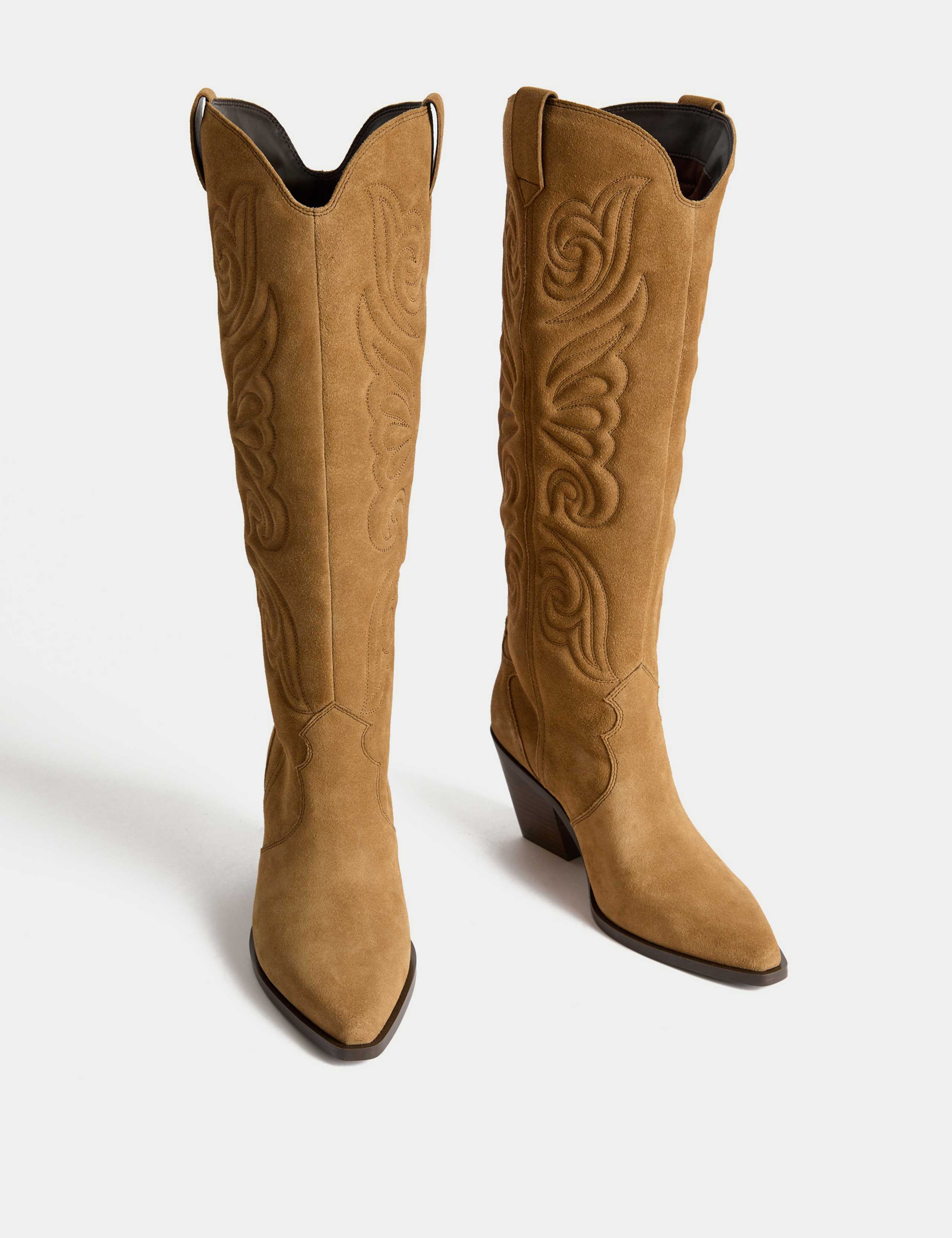 Suede Cowboy Embroidered Knee High Boots 2 of 3