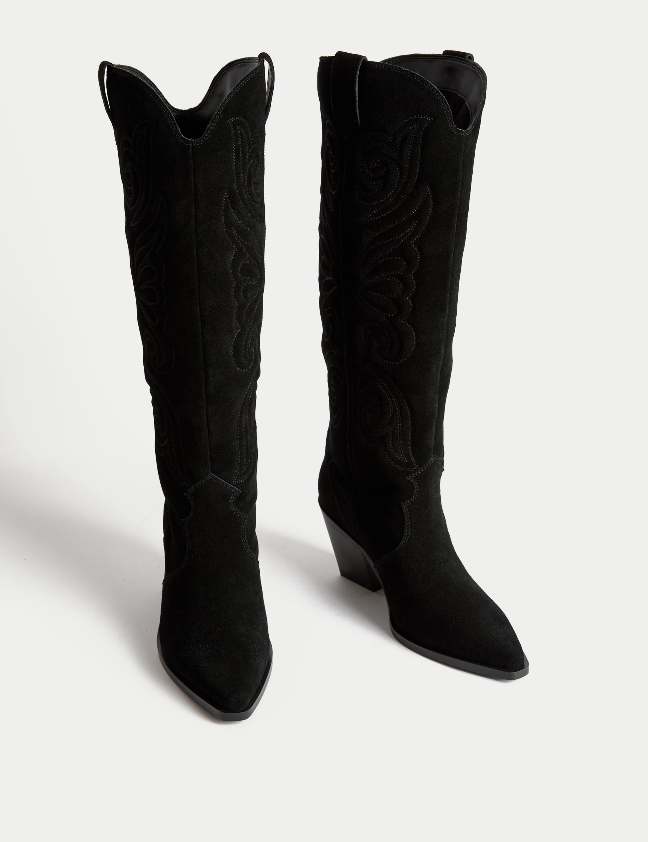 Suede Cowboy Embroidered Knee High Boots 2 of 3