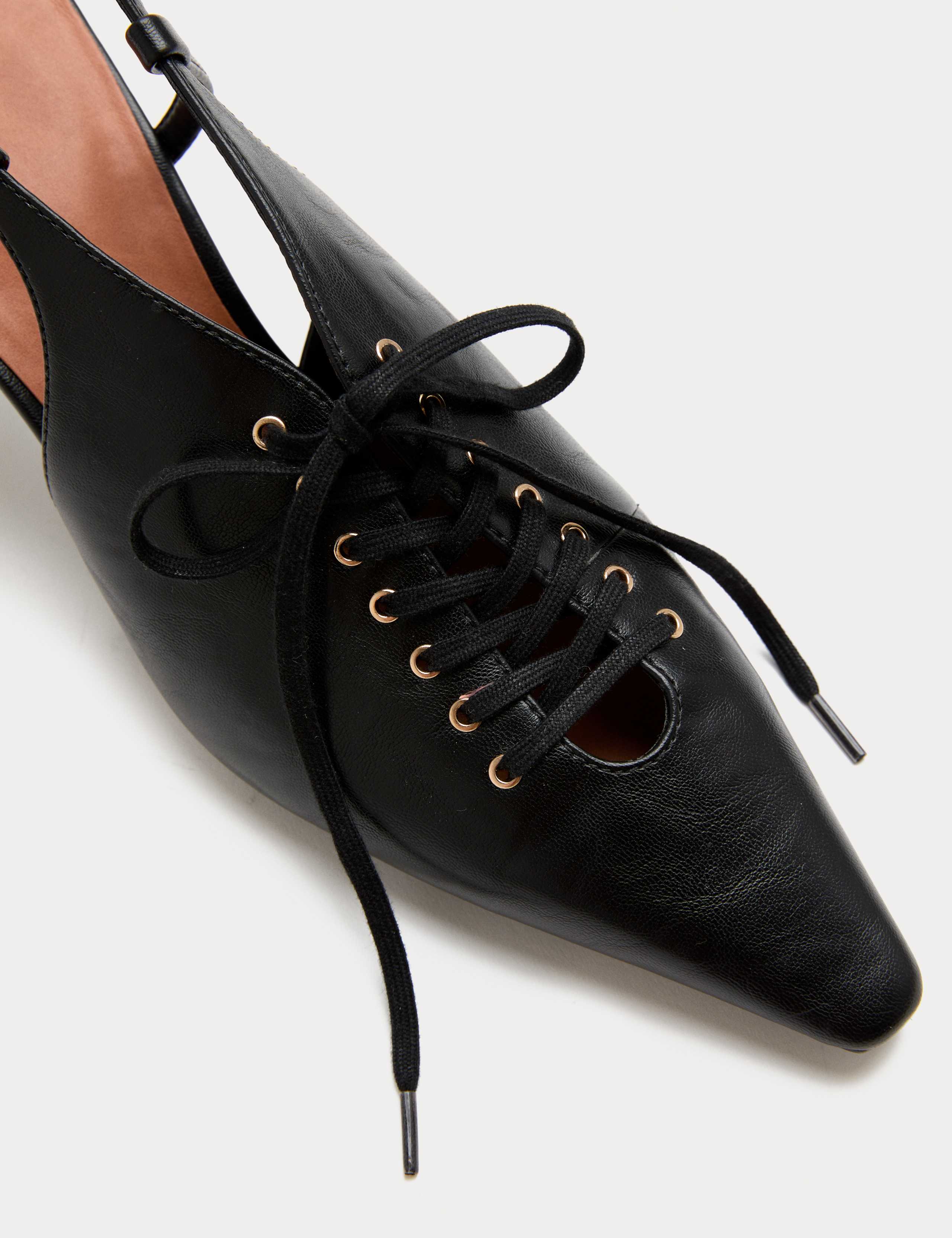 Lace Up Stiletto Heel Slingback Shoes 3 of 3