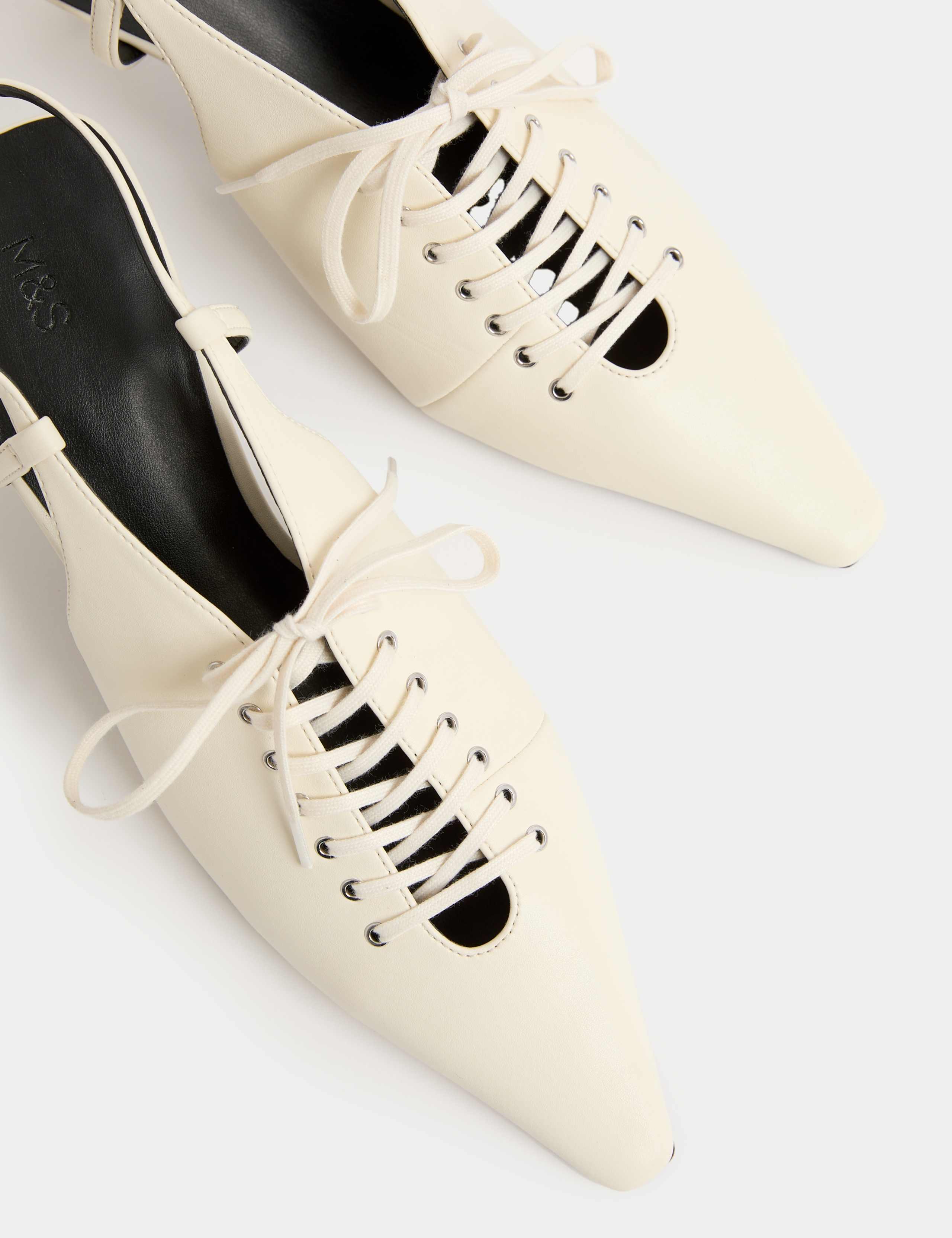Lace Up Stiletto Heel Slingback Shoes 3 of 3