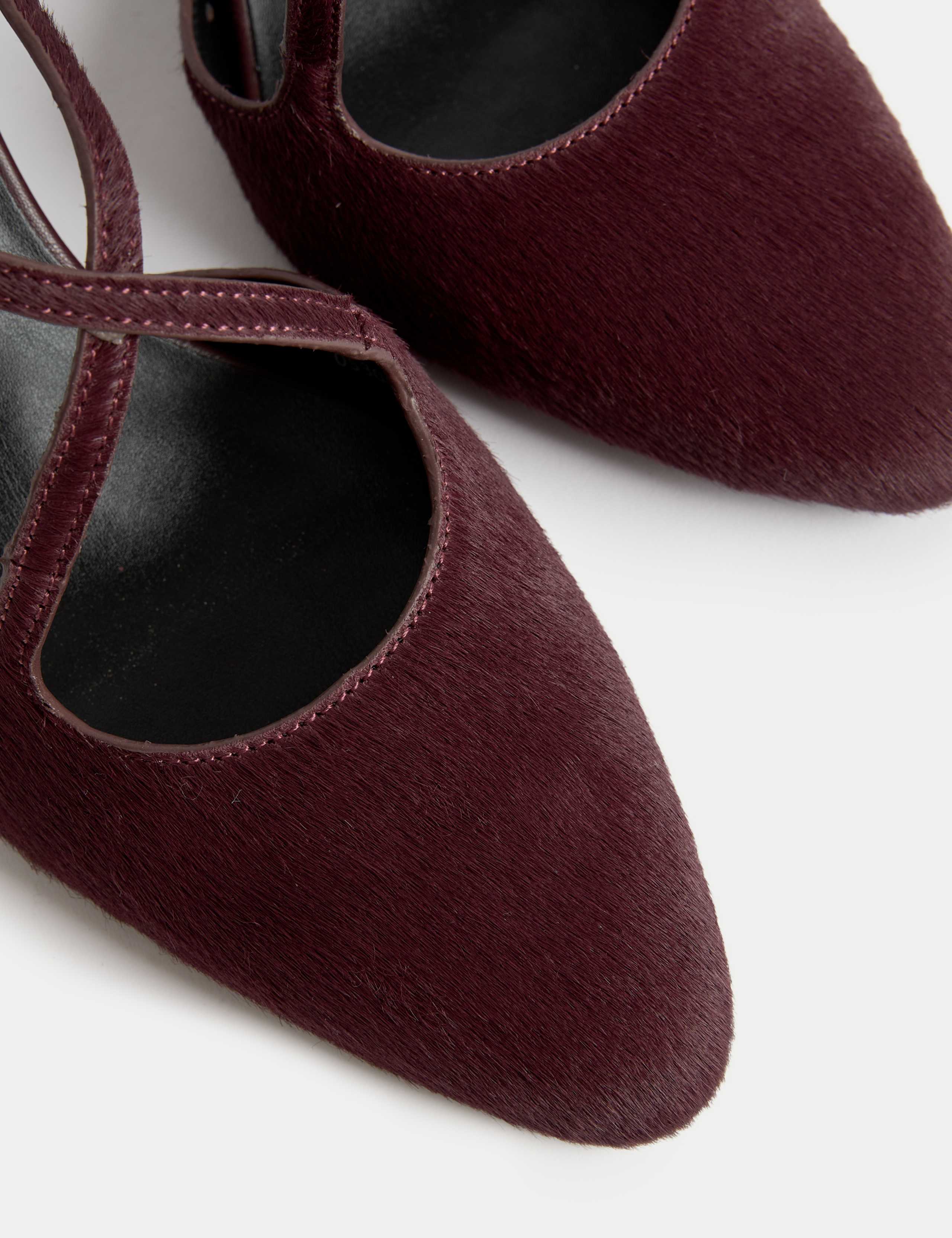 Leather Cross Strap Almond Toe Slingback Shoes 3 of 3