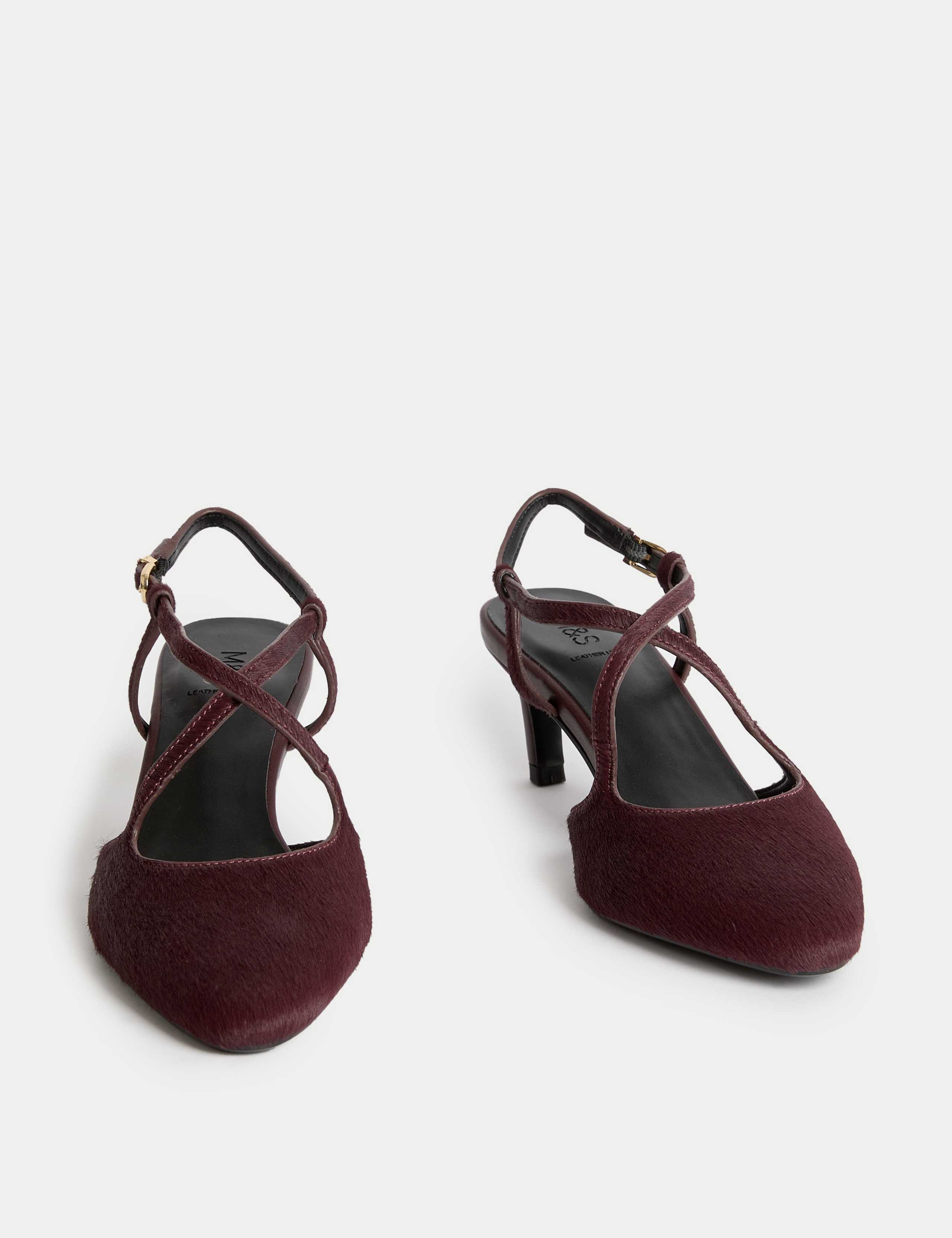Leather Cross Strap Almond Toe Slingback Shoes 2 of 3