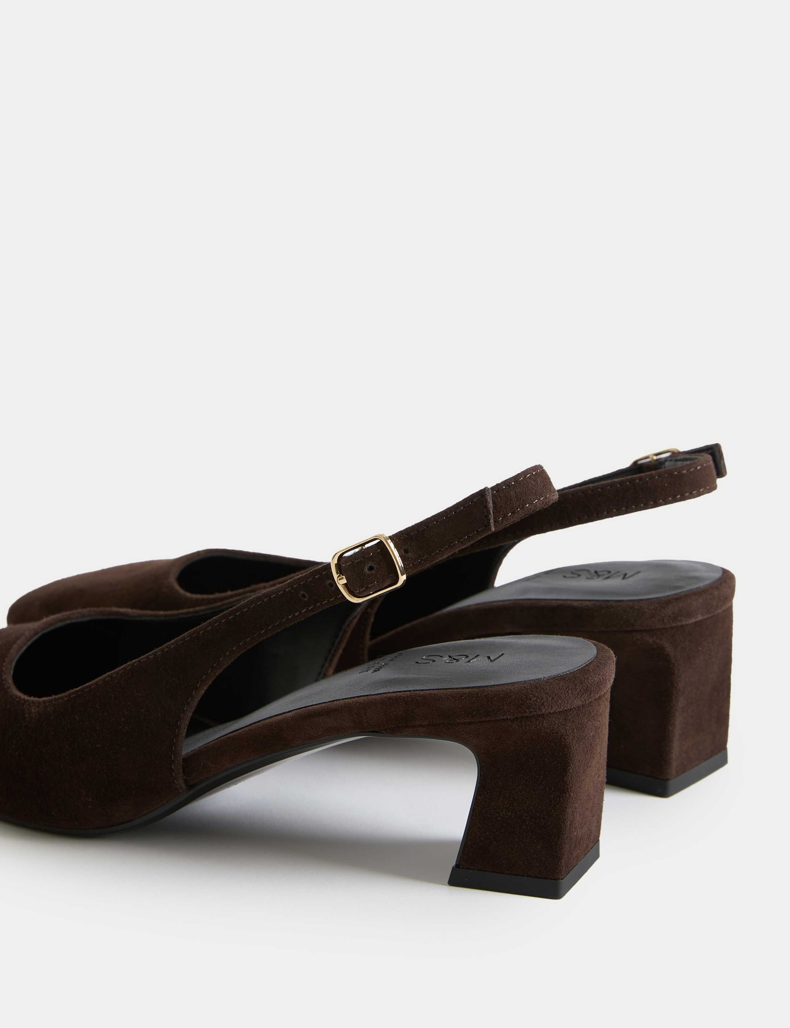 Wide Fit Suede Square Toe Slingback Shoes 3 of 3