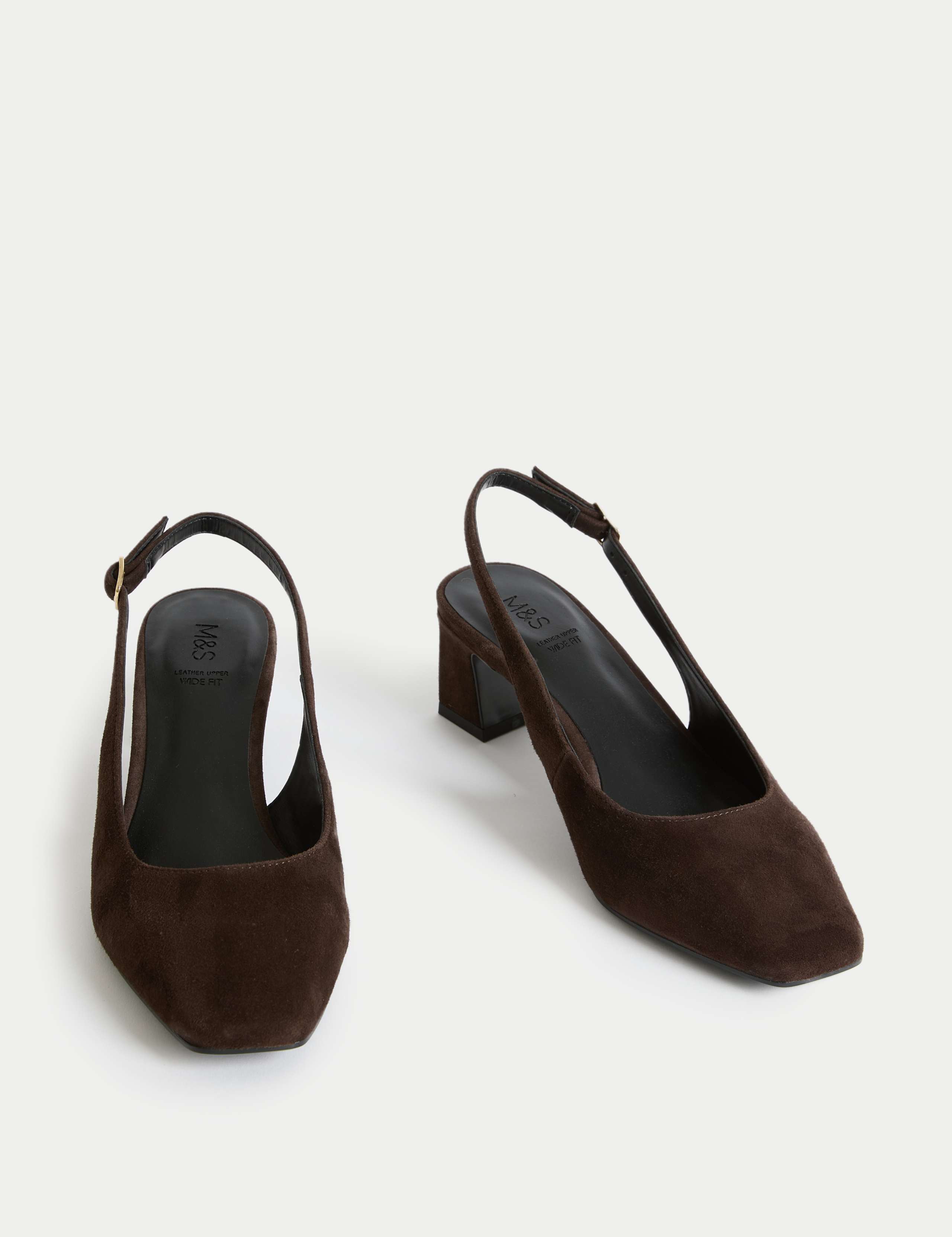 Wide Fit Suede Square Toe Slingback Shoes 2 of 3