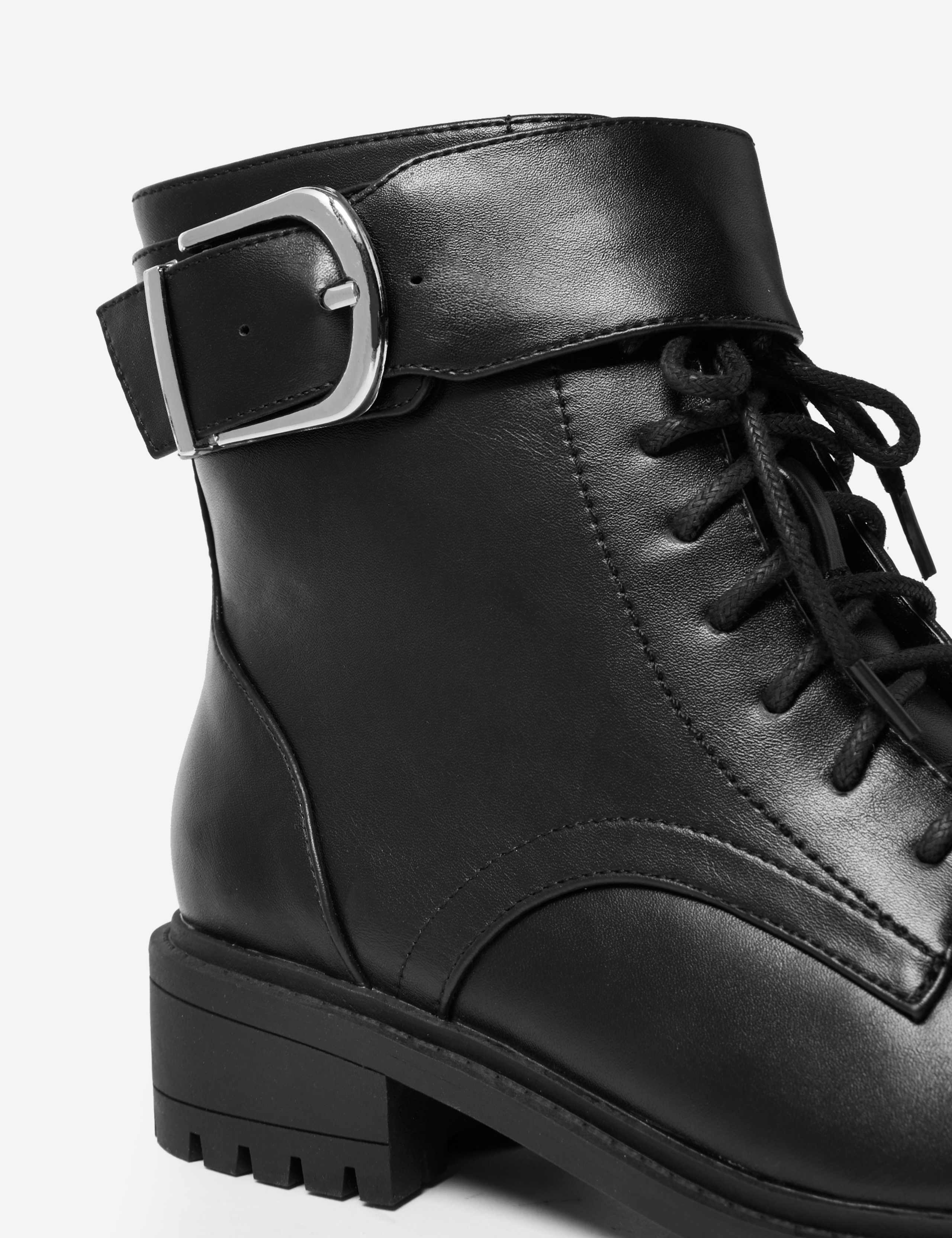 Hiker Side Buckle Block Heel Ankle Boots 4 of 5