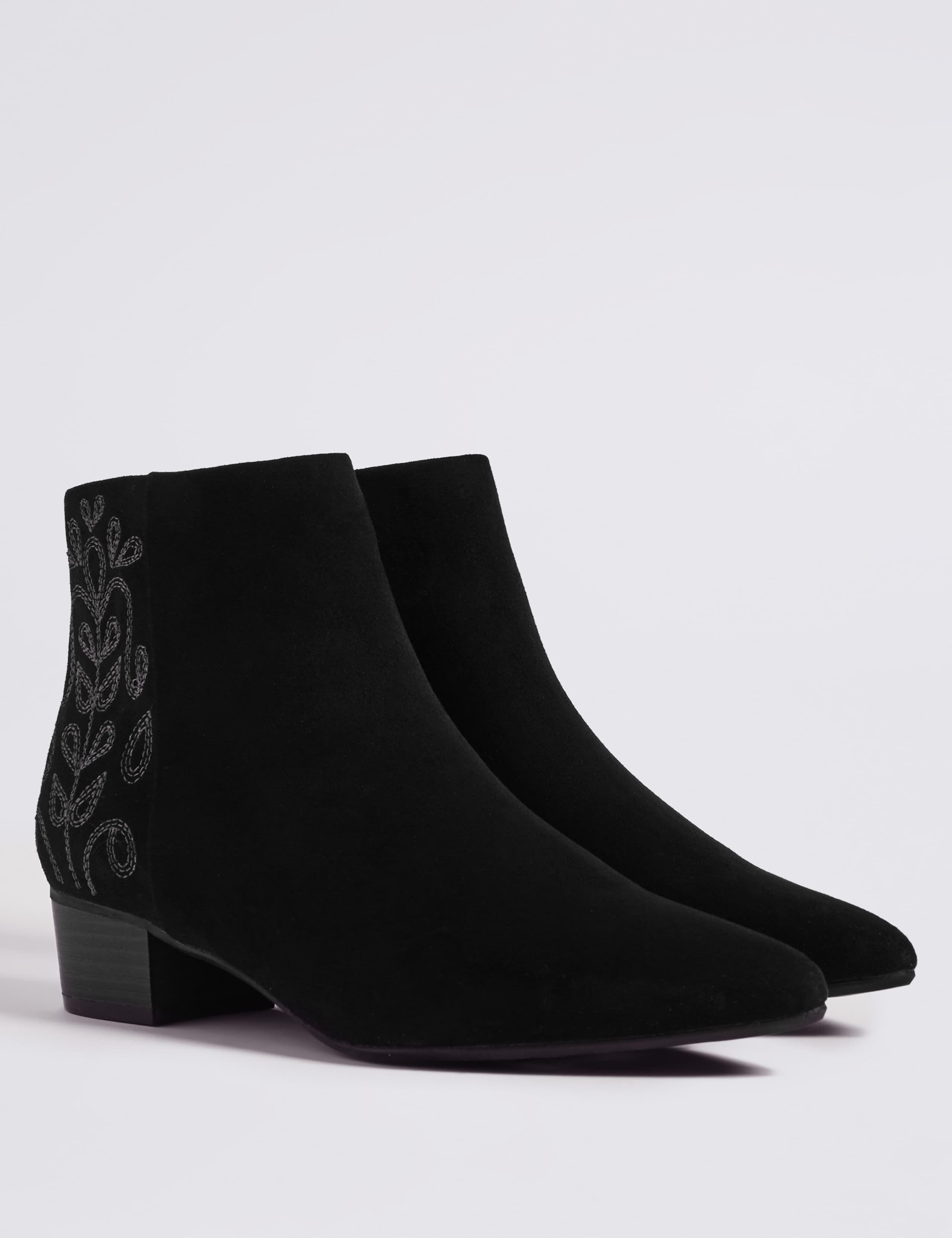 Block Heel Size Zip Embroidered Ankle Boots 2 of 5