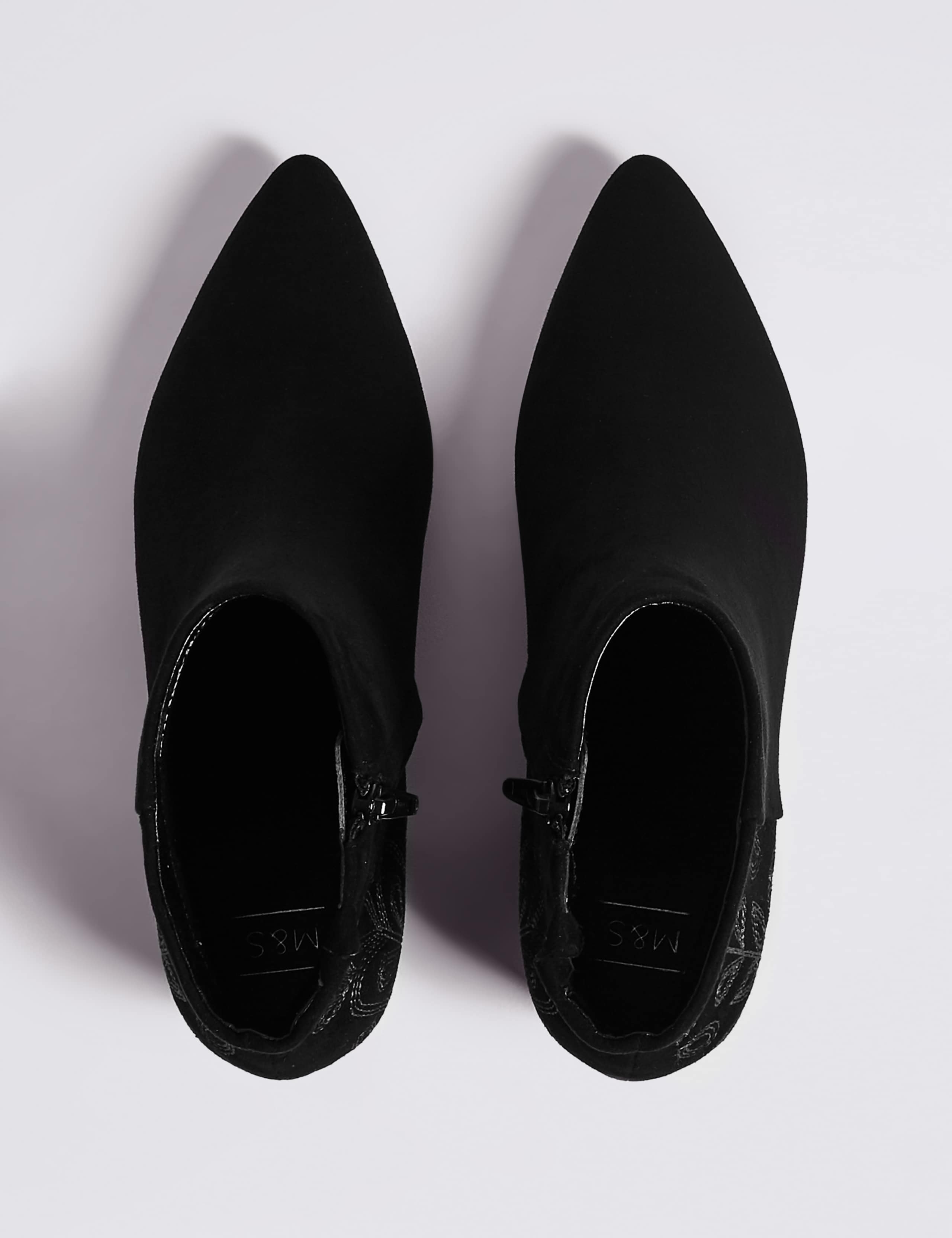 Block Heel Size Zip Embroidered Ankle Boots 3 of 5