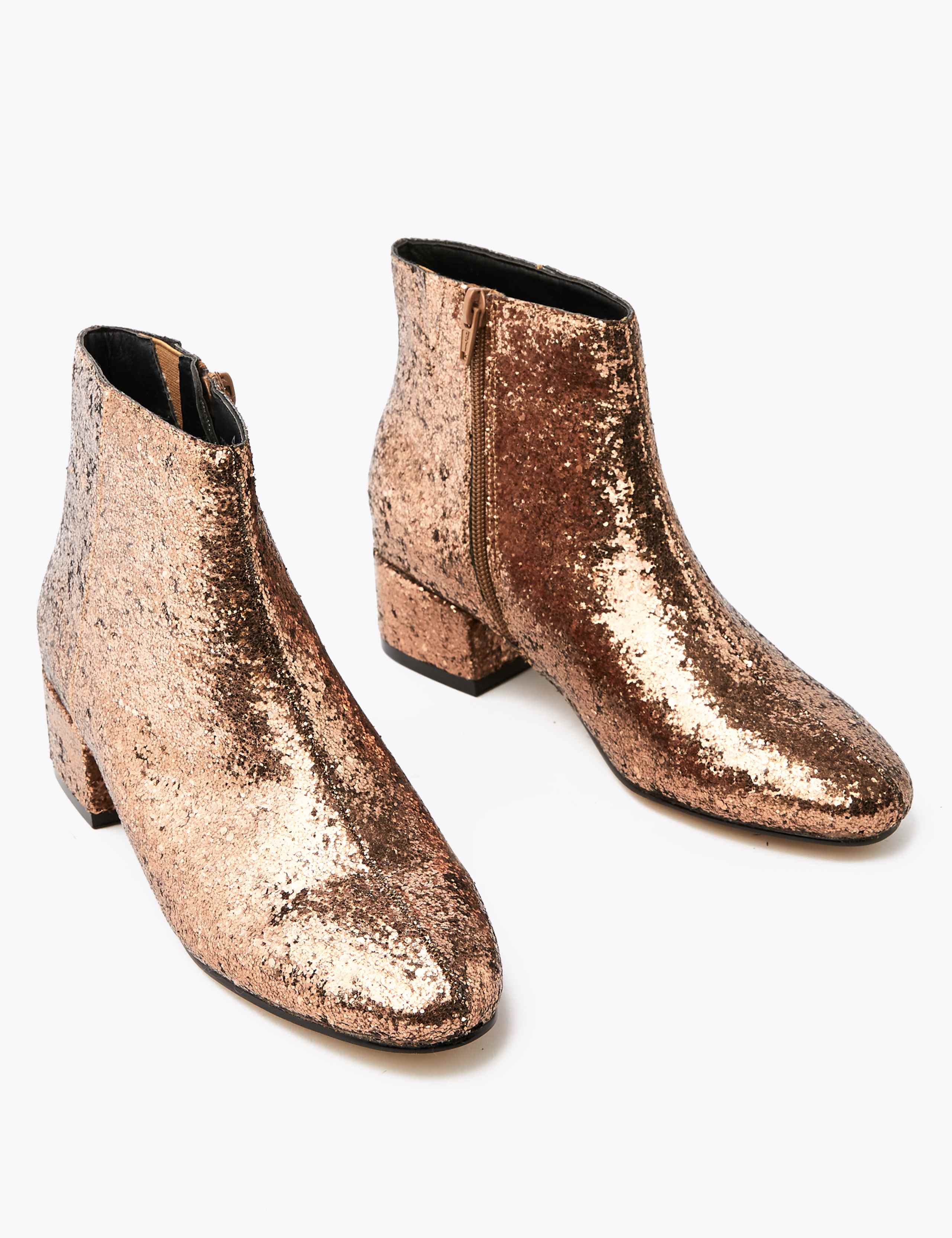 Glitter Low Block Heel Ankle Boots 3 of 5
