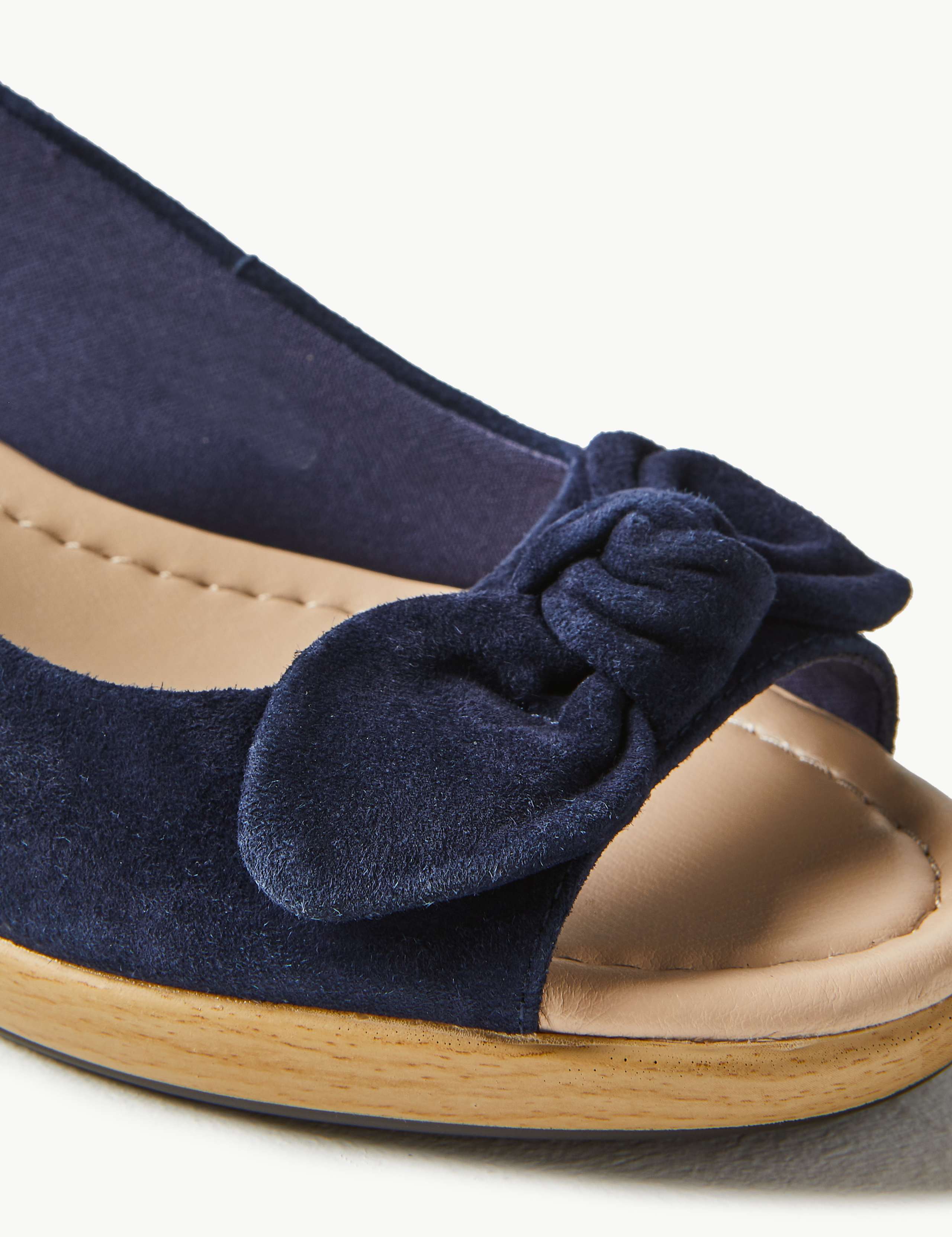 Suede Wedge Bow Sandals 4 of 6